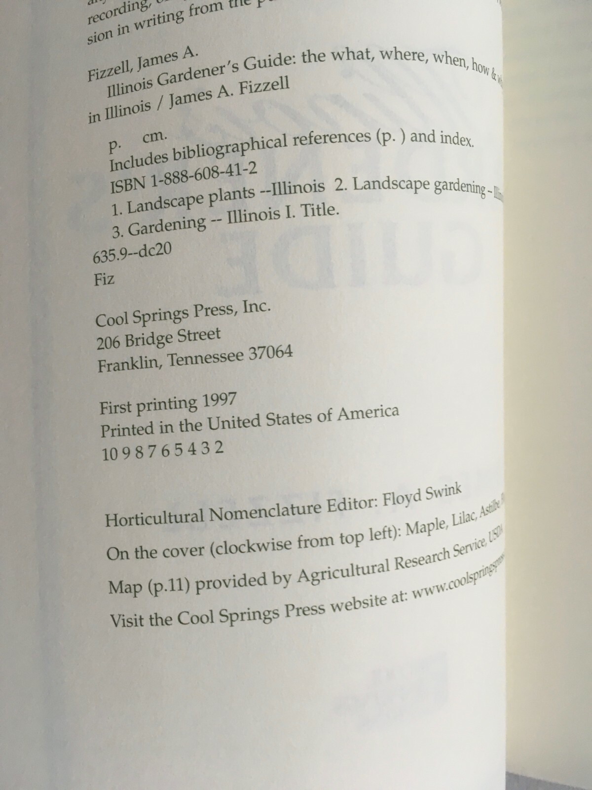 Illinois Gardener’s Guide, by James A. Fizzel. Cool Springs Press PB