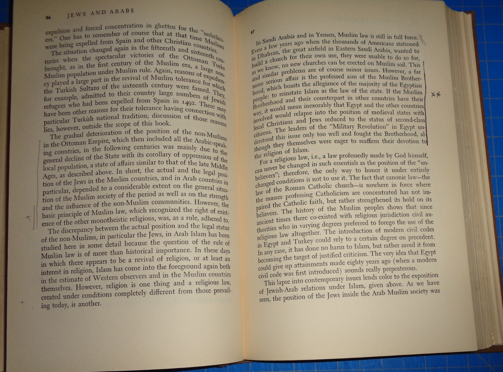 JEWS AND ARABS : THEIR CONTACTS THROUGH THE AGES by S. D. Goitein – Hardcover