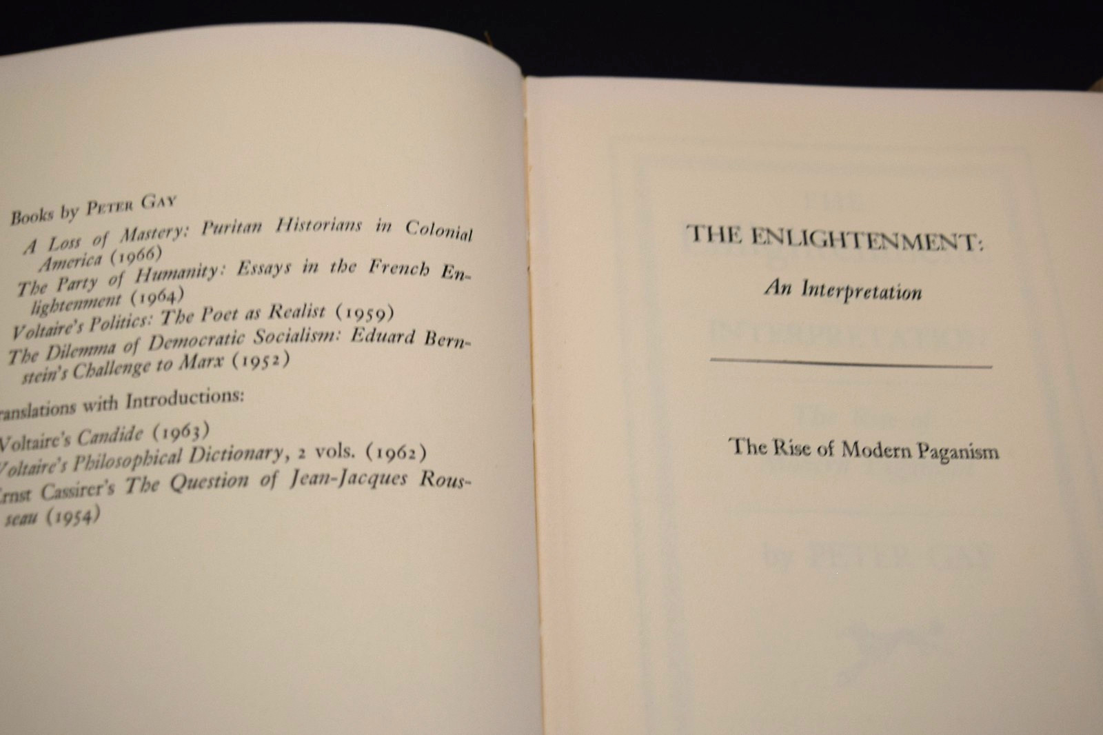 The Enlightenment An Interpretation Peter Gay 2 Vol. Set HC 1st Edition