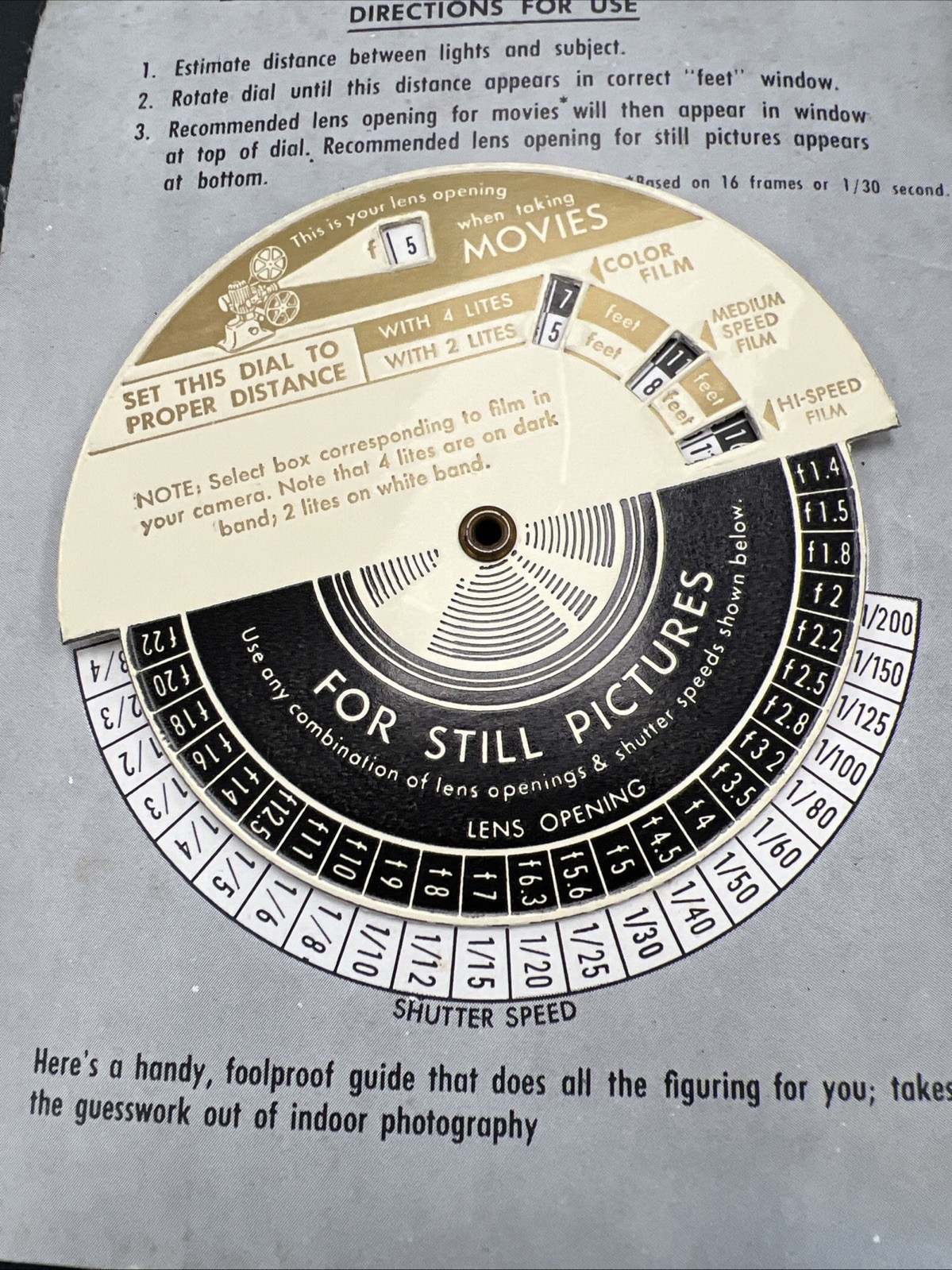 1955 How to Take Better Indoor Movies Easier W/ lighting exposure wheel Roberts
