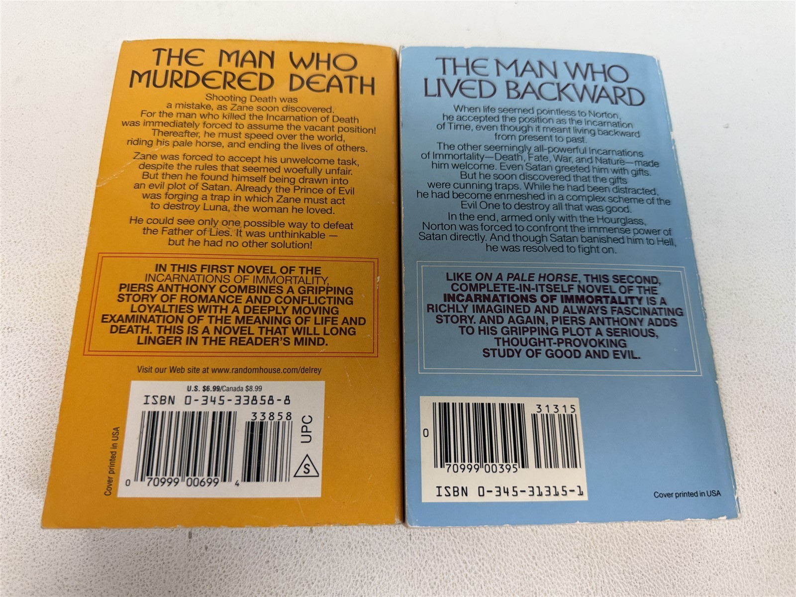 Piers Anthony Lot 7 Incarnations of Immortality On a Pale Horse to And Eternity