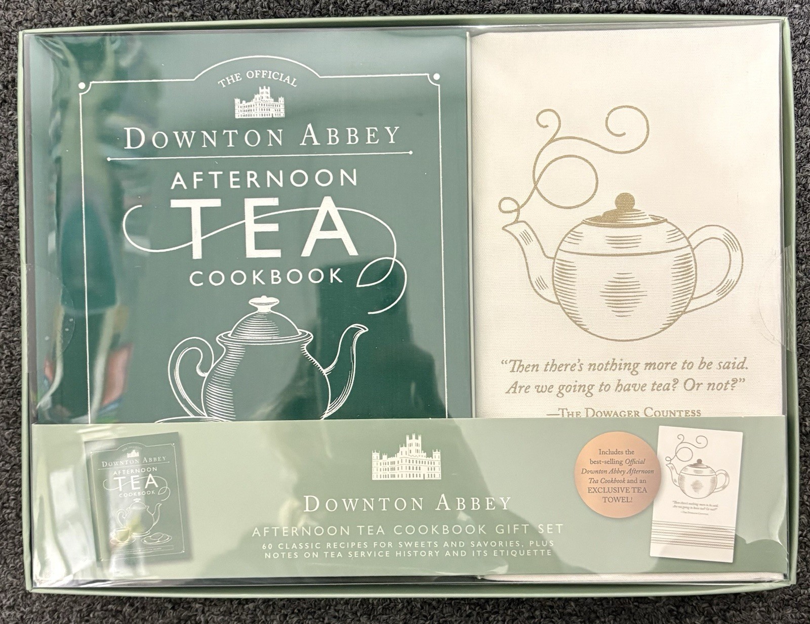 The Official Downton Abbey Afternoon Tea Cookbook Gift Set book&towel Like New
