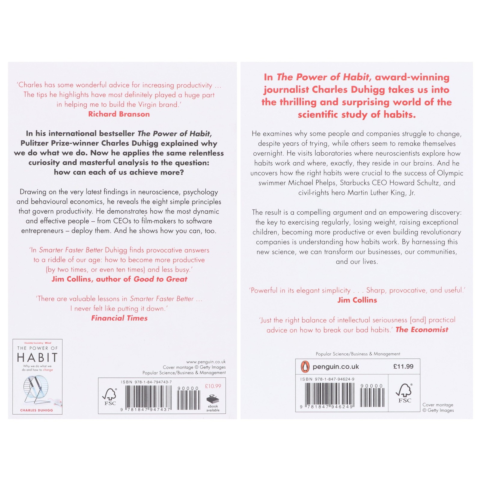 Smarter Faster Better & The Power of Habit: By Charles Duhigg 2 Books Set