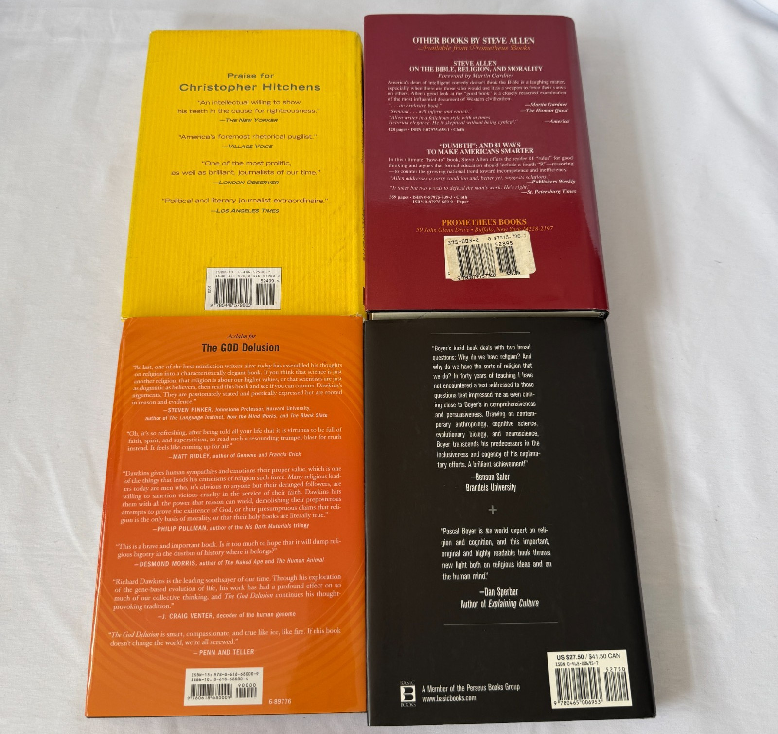 ATHEIST BOOK LOT 4 RICHARD DAWKINS CHRISTOPHER HITCHENS PASCAL BOYER STEVE ALLEN