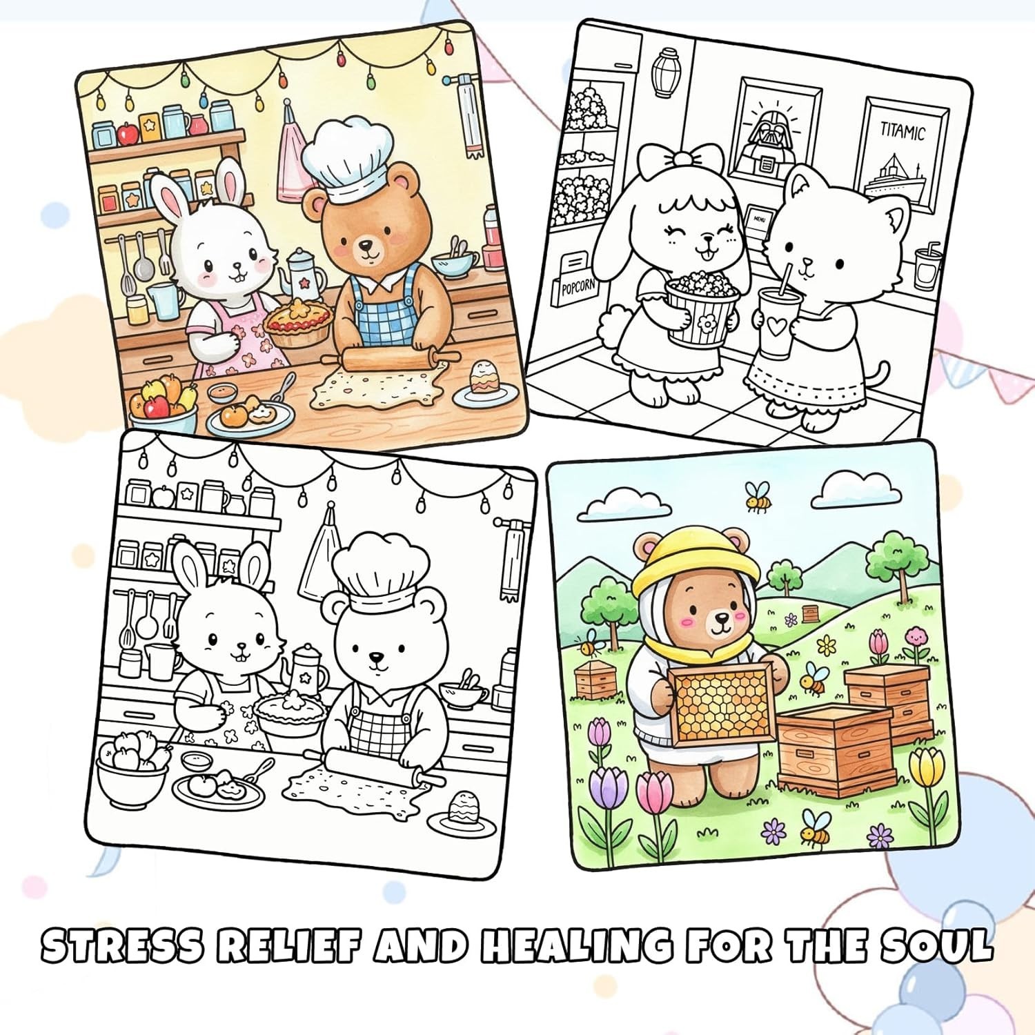 Relaxing Spiral-Bound Coloring Book for Mindfulness & Creativity – 32 Pages