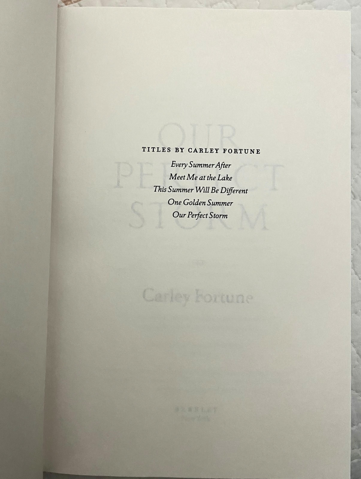 Carley Fortune OUR PERFECT STORM Hardback Book!