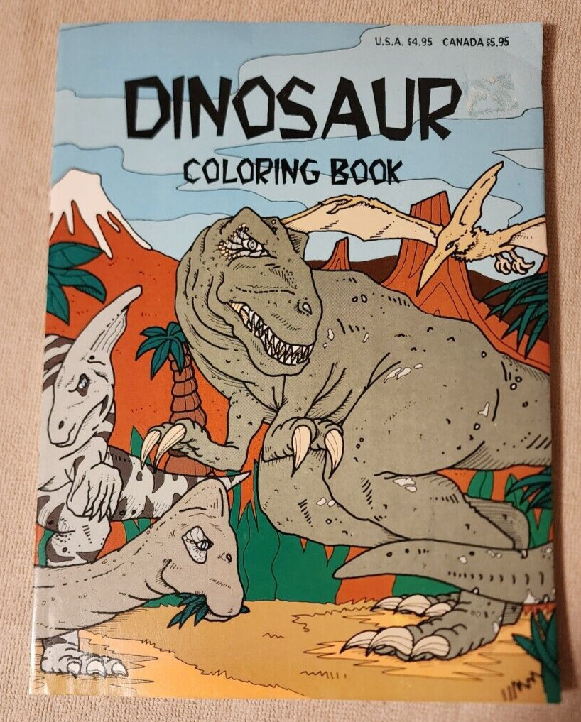 Dinosaur Coloring Book 1993 Paperback Tony Calcao PSI and Associates Unused NEW