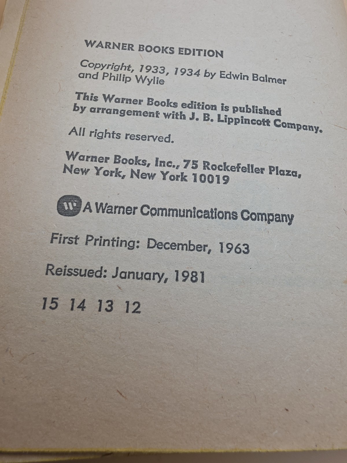 Vintage After Worlds Collide | Wylie & Balmer (1981) 12th Edition Paperback Book