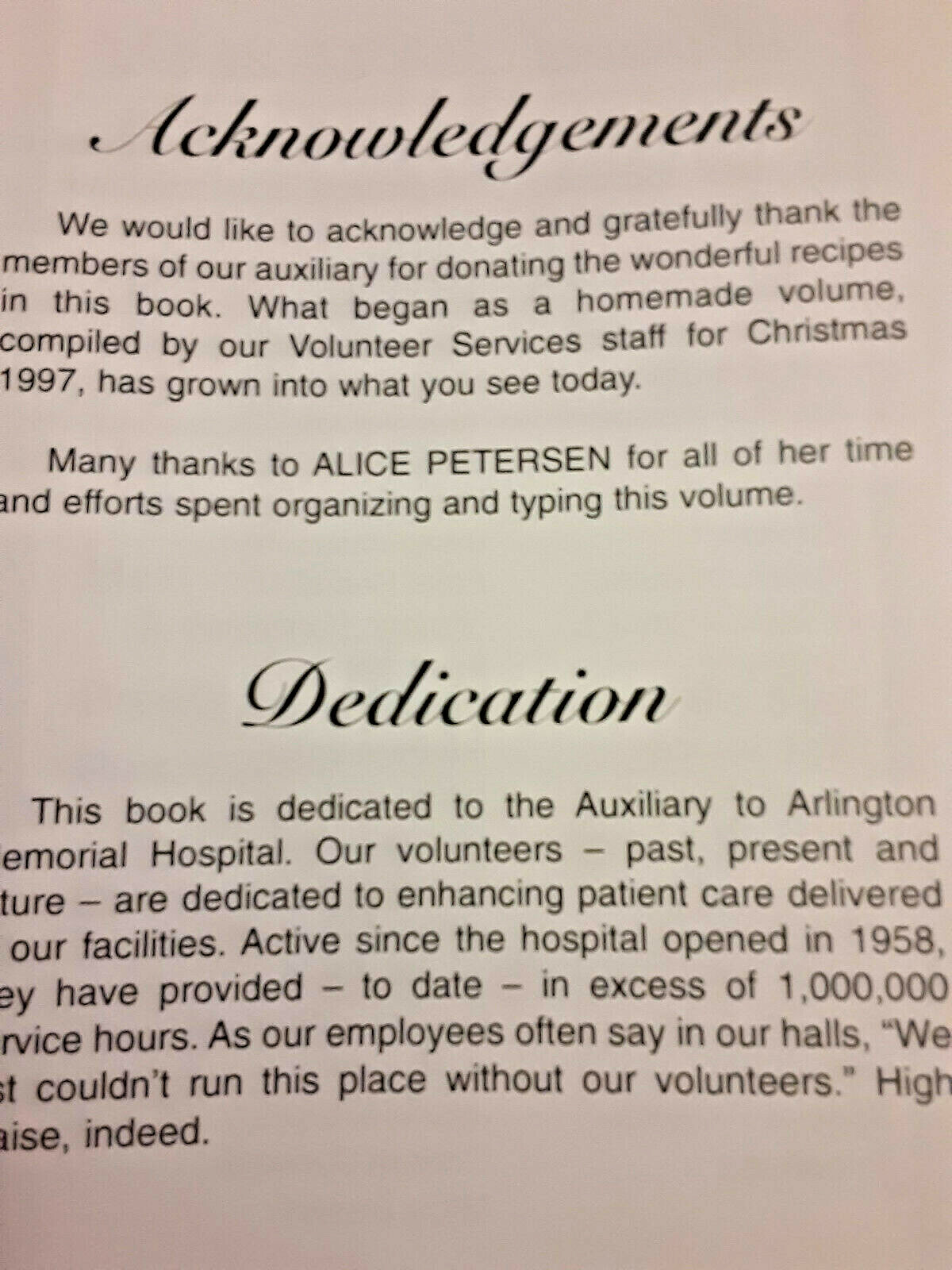 Arlington Memorial Hospital Texas 2000 Cookbook 162 Pages + Index