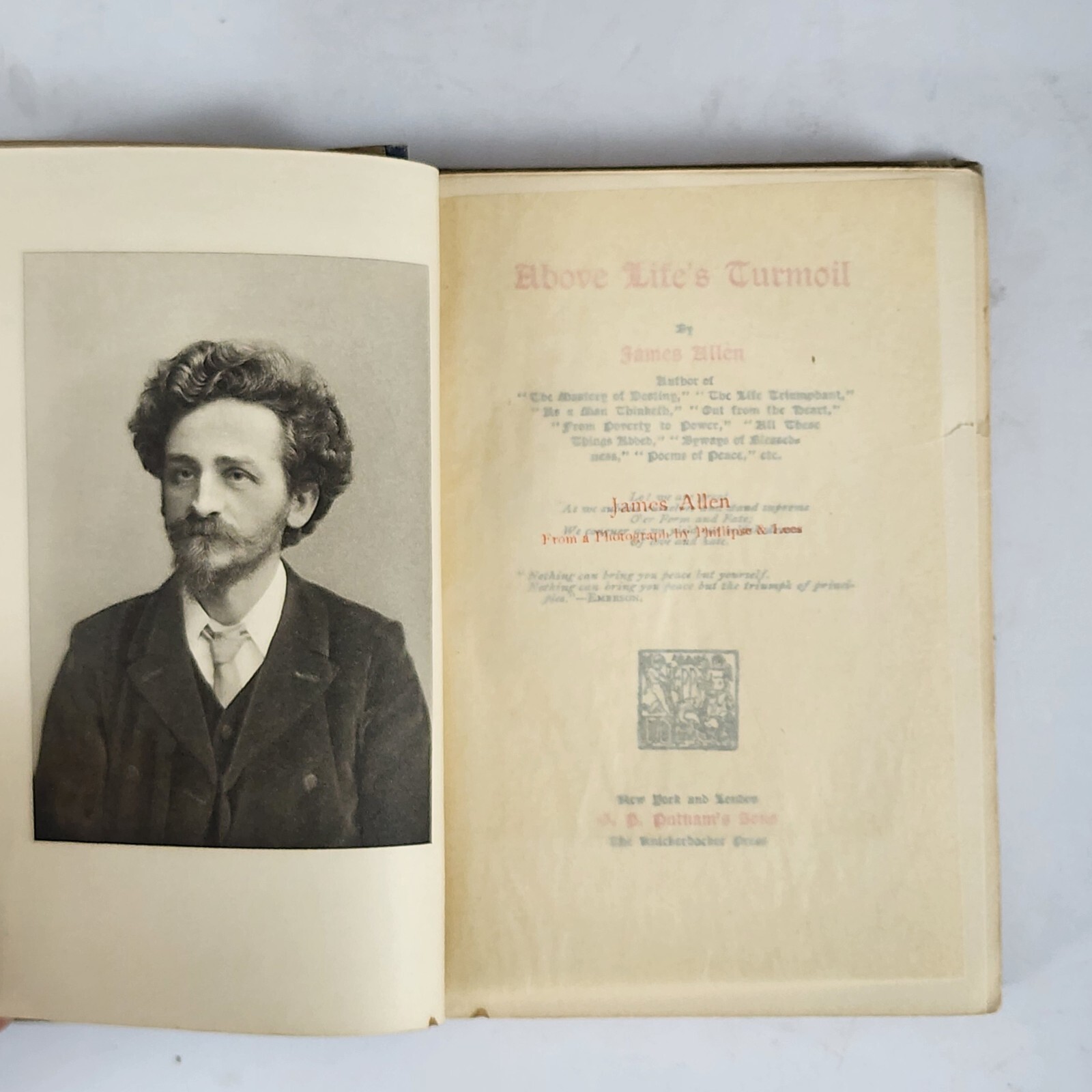 1910 – Above Life’s Turmoil by James Allen – Antique Hardcover Philosophy Book