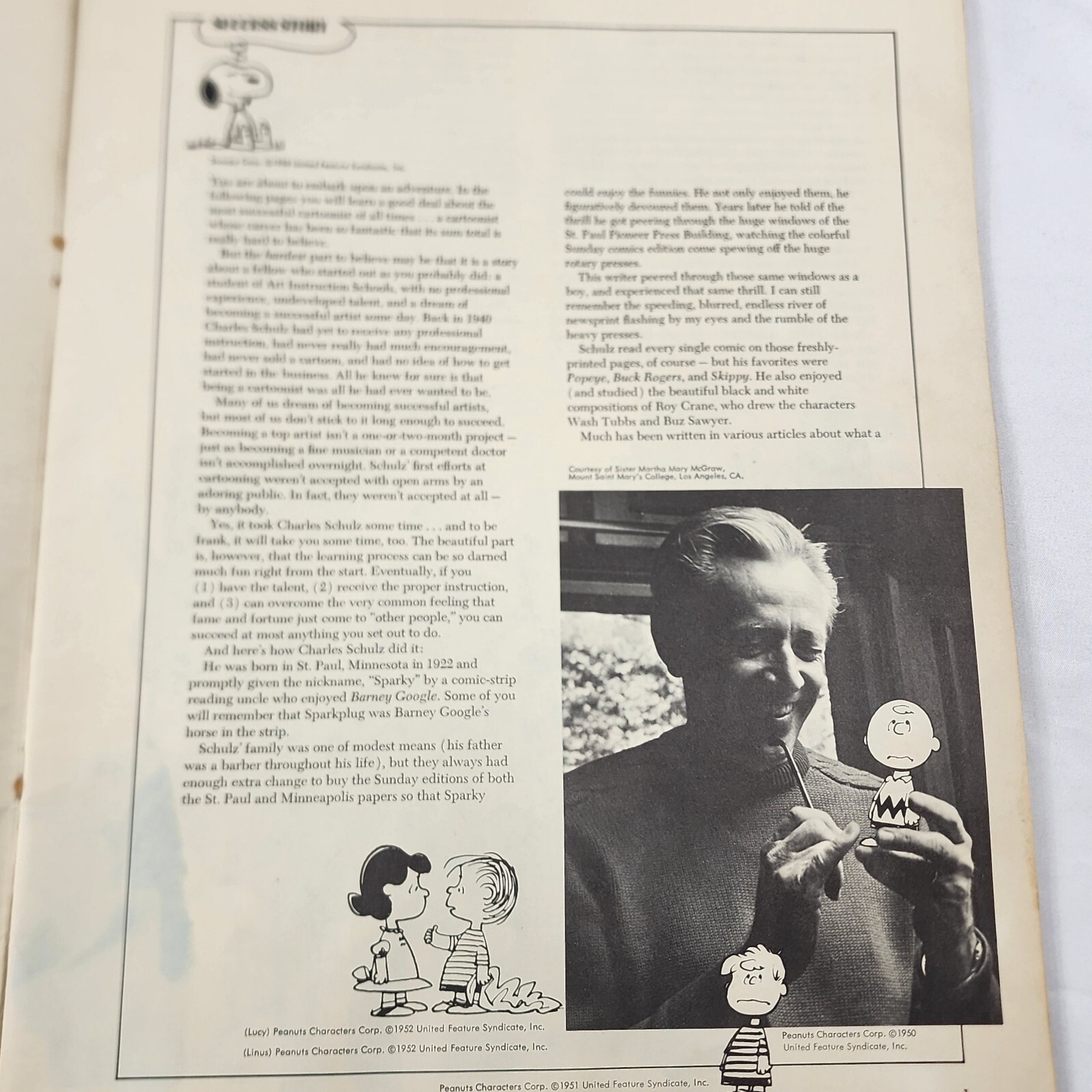 Charles Schutz Master Cartoonist 1975 Booklet Charlie Brown Peanuts 32 Pages Art