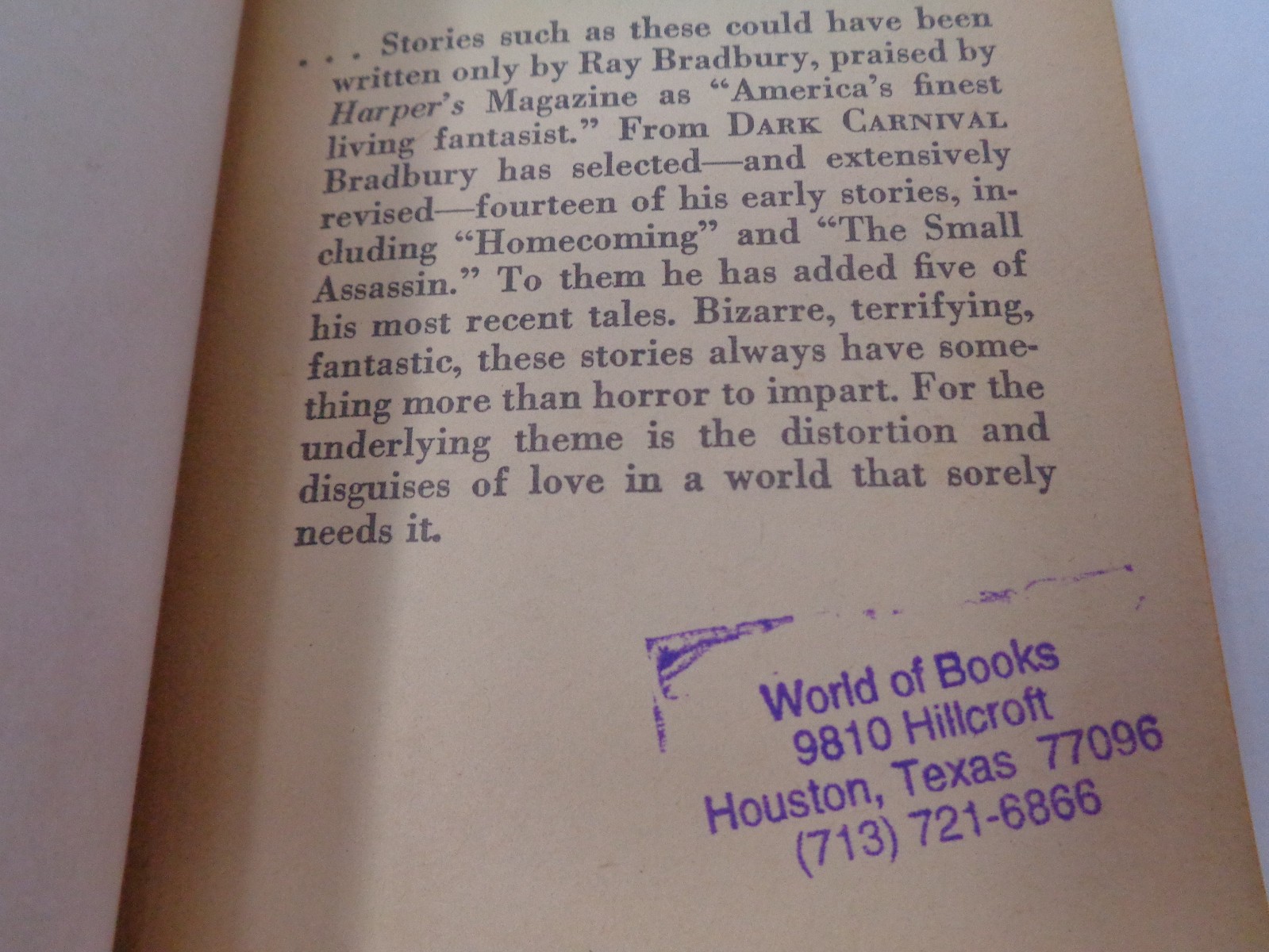 The October Country by Ray Bradbury. 1962 second printing Ballantine paperback