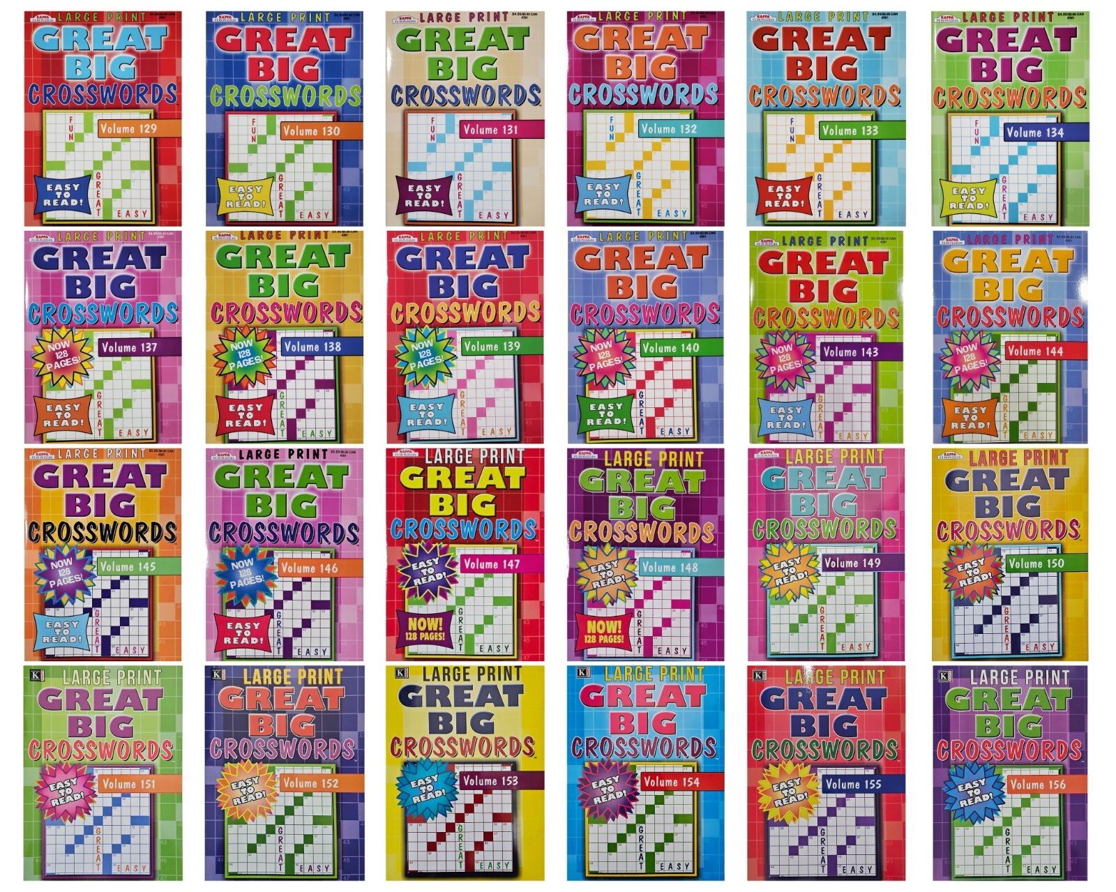 Kappa Large Print Great Big Crosswords Puzzle Books, 24 Different Volumes U-PICK