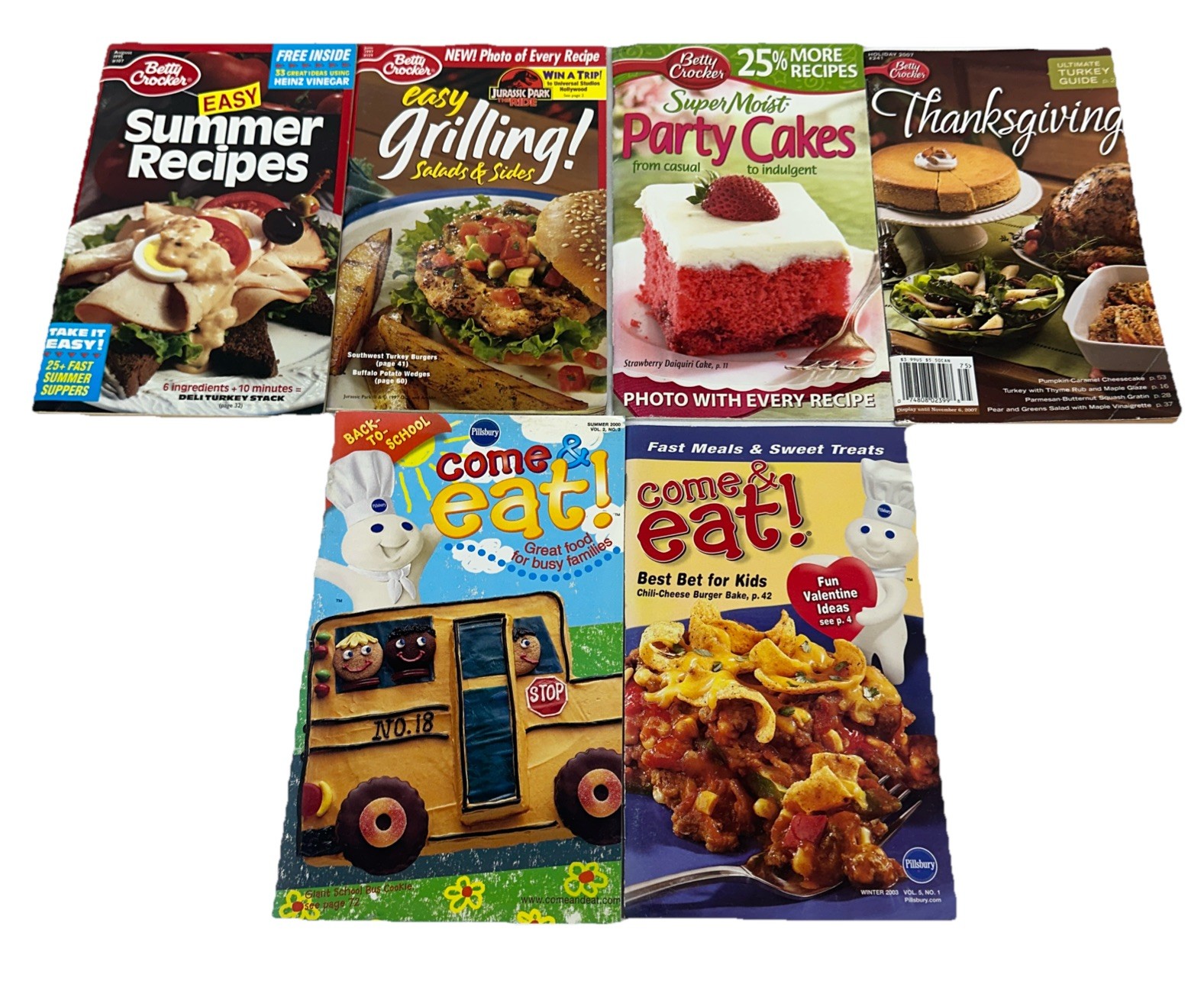 Betty Crocker & Pillsbury Cookbooks Lot Of 6 Mid 90s-Early 2000s Grilling Baking
