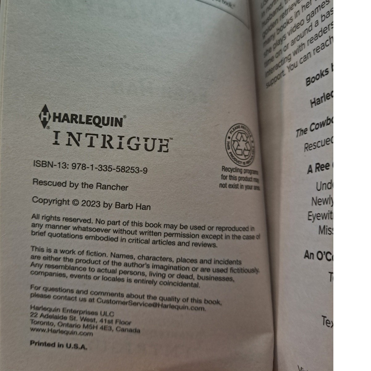 Set of 5 Harlequin Intrigue Pre-owned Books The Awakening Texas Abduction & More
