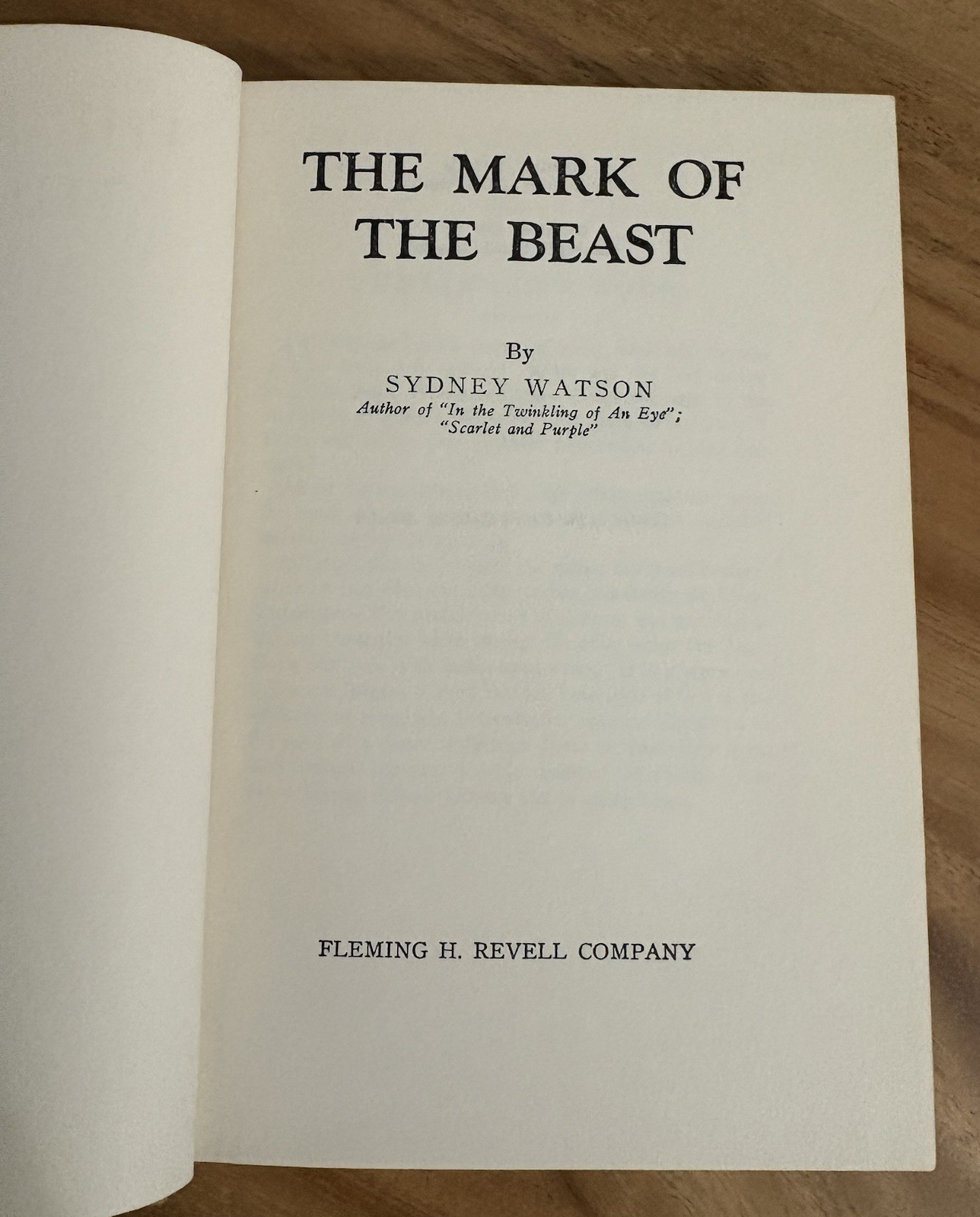 Vtg 1933 THE MARK OF THE BEAST Sydney Watson Hardcover Revell End Times Fiction
