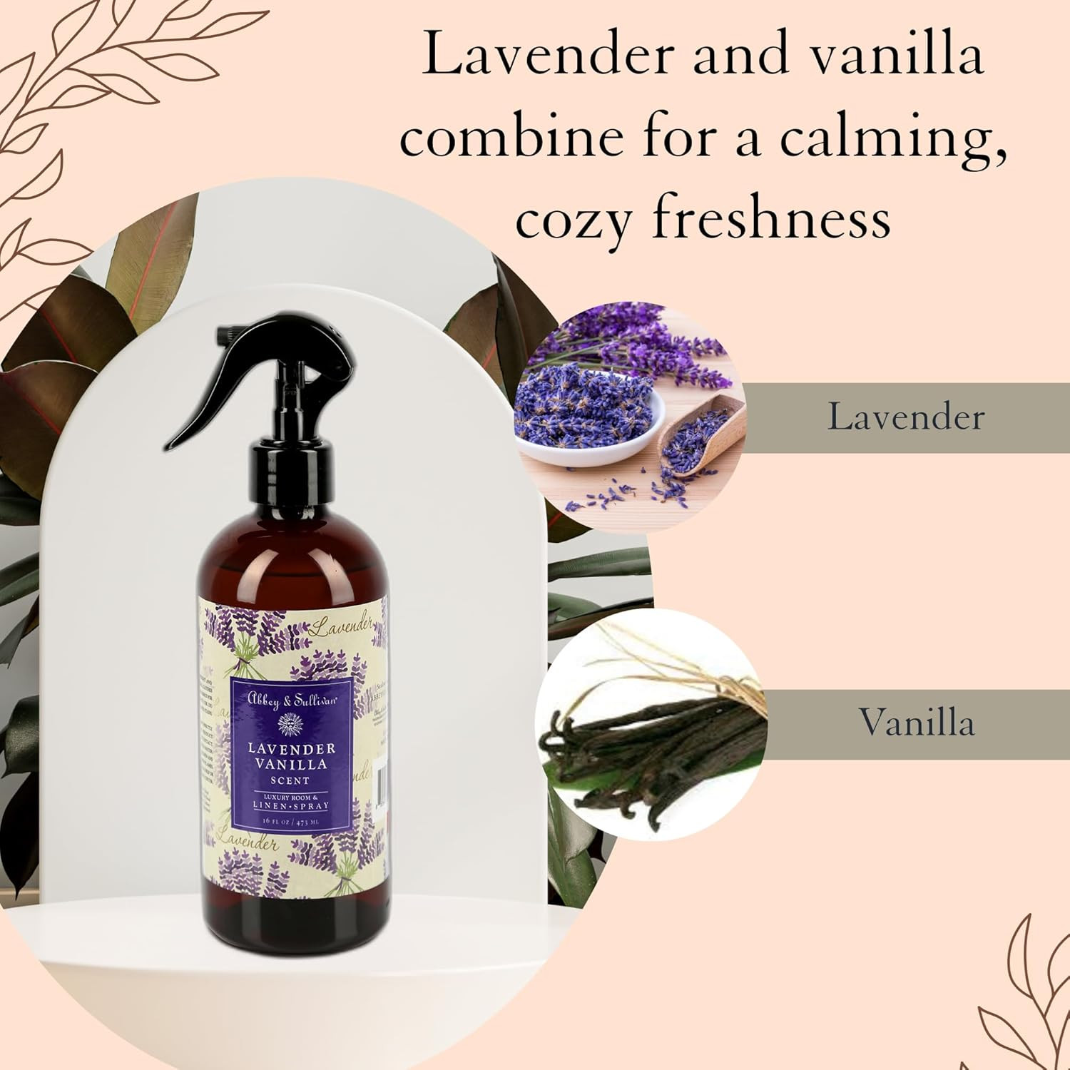 Odor Eliminating and Refreshing Linen and Room Spray, Lavender Vanilla, 16 Oz.