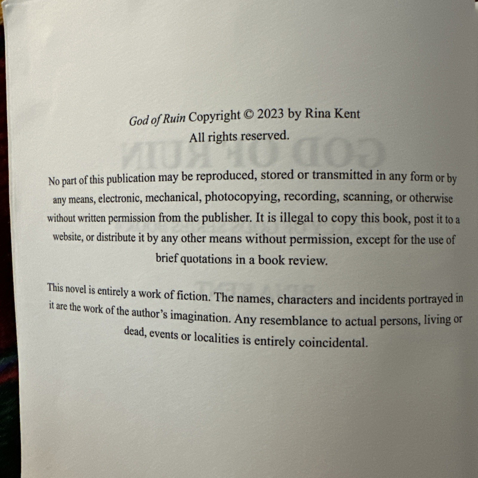 God of Ruin : A Dark College Romance by Rina Kent (2023, Trade Paperback)