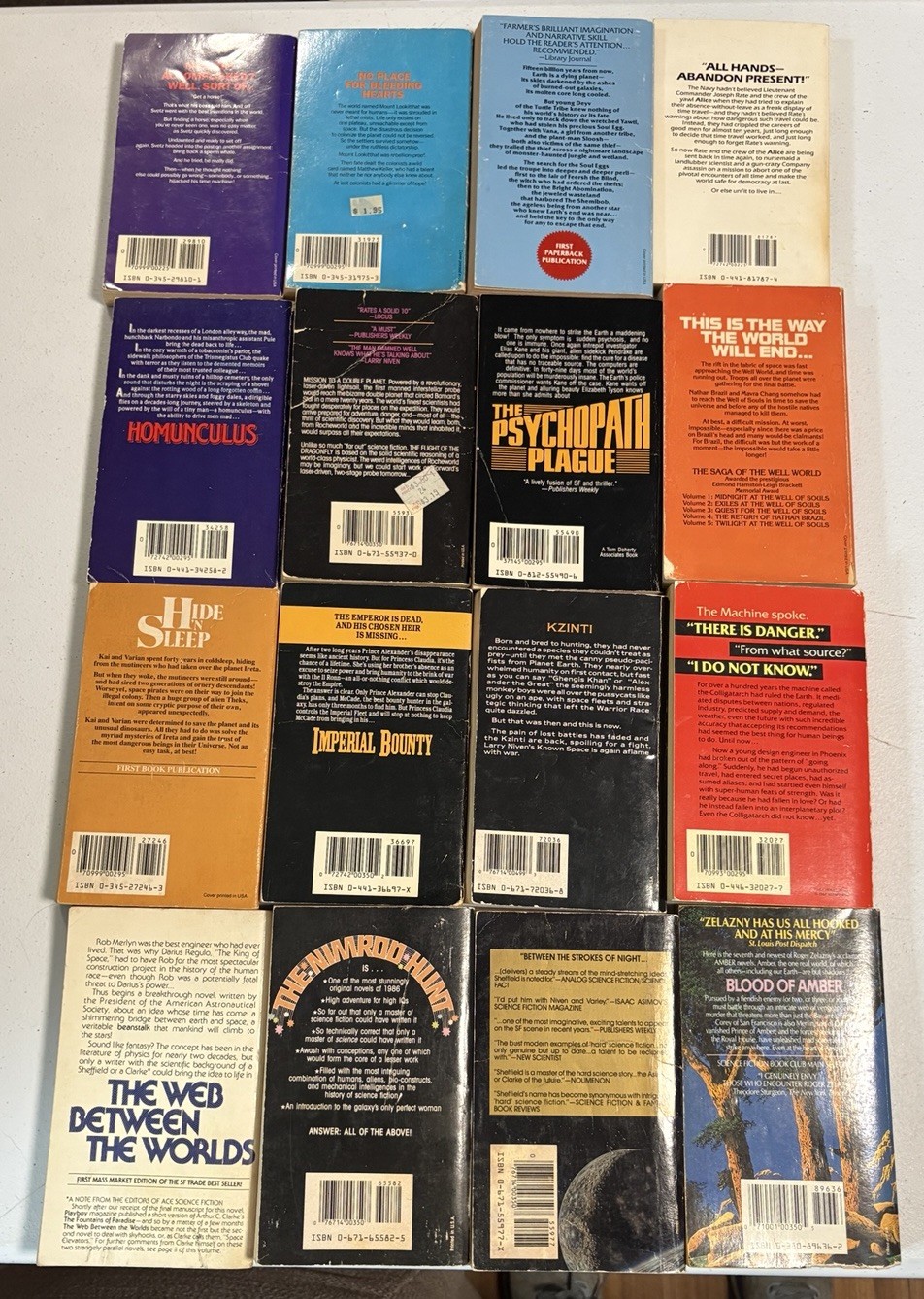 Vintage Sci-Fi Book Lot 16 paperback 1980s Fantasy Adventure Action Futuristic