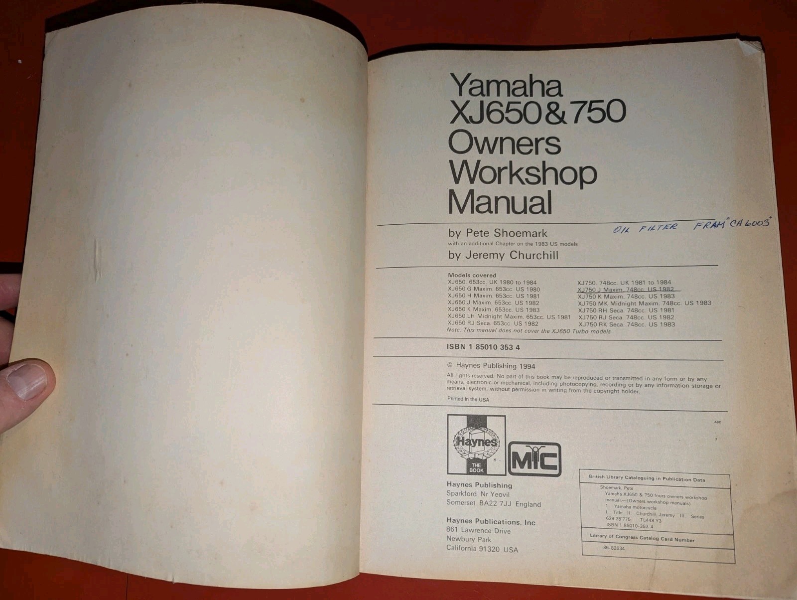 1980 to 1984 Yamaha XJ650 & 750 Fours Haynes Owners Workshop Manual 738