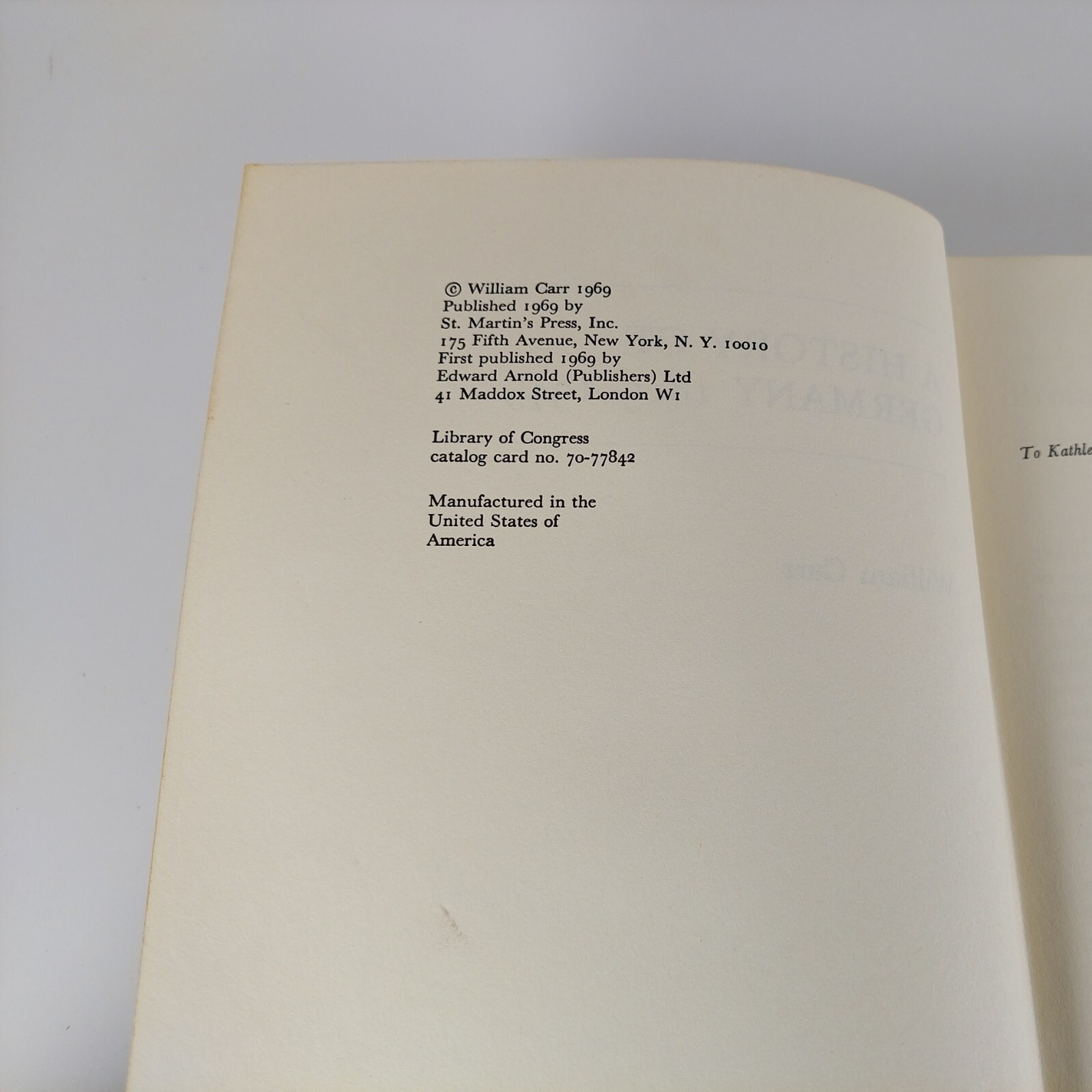 History of Germany, 1815-1945 by William Carr, 1969 HC St. Martin’s Press