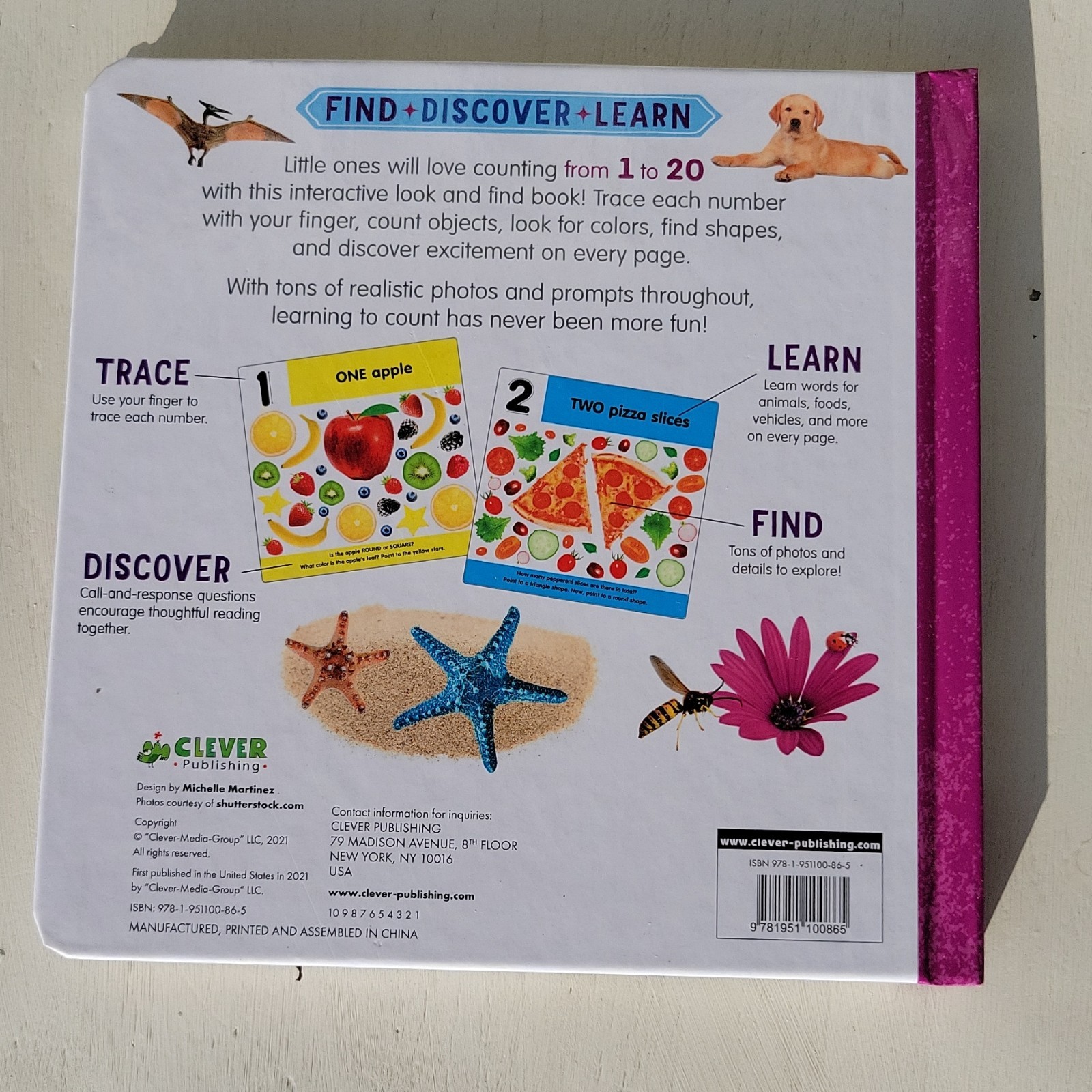 Clever Publishing Find Discover Learn Count Board Book Ages 2-8 Numbers