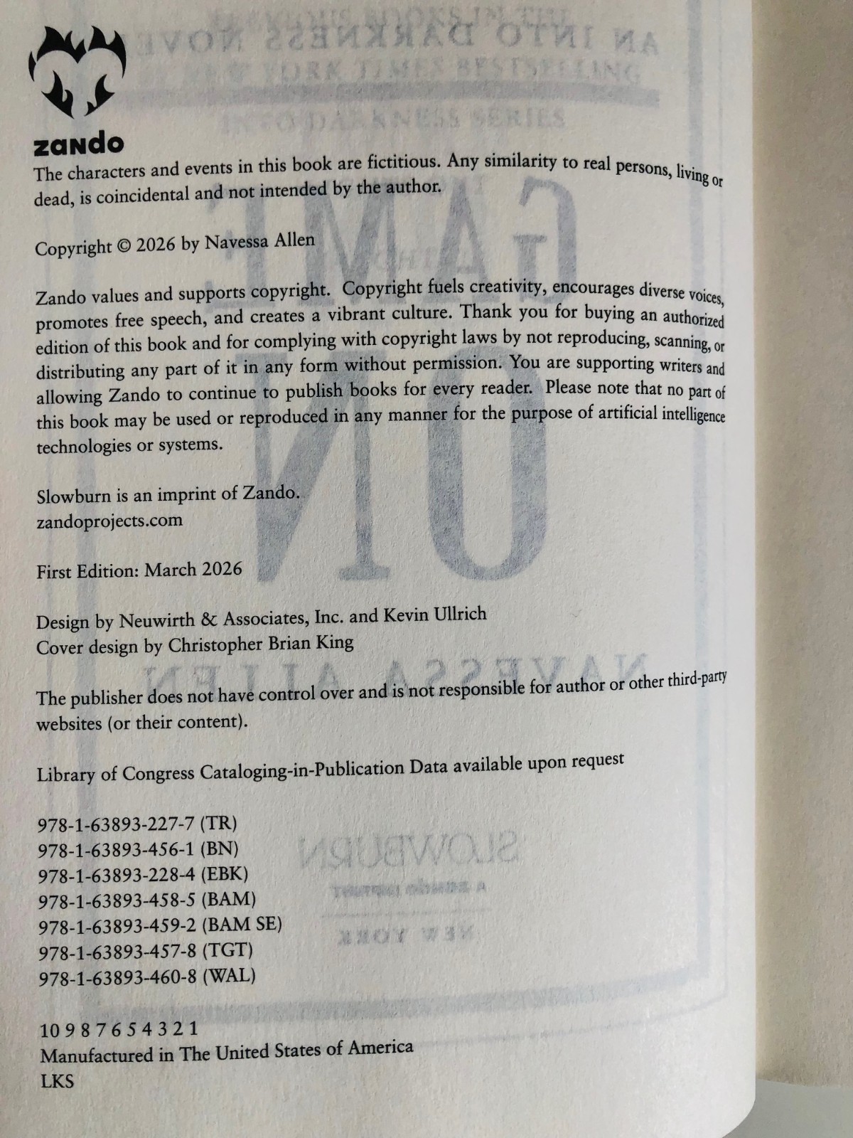 SIGNED IN PERSON Lights Out (Into Darkness #1) by Navessa Allen (2024, Trade PB)