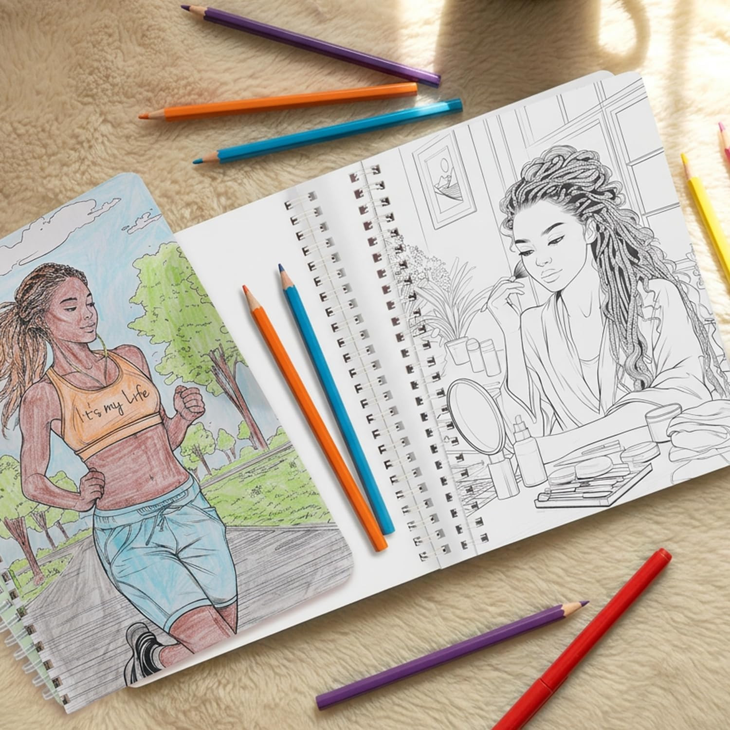 Women’S Coloring Book 30 Pages Black Girls Coloring Books for Adults to Relax an