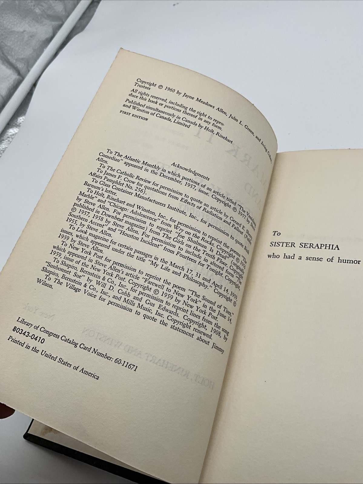 Mark It and Strike It Steve Allen 1960 First Edition Autobiography CJ