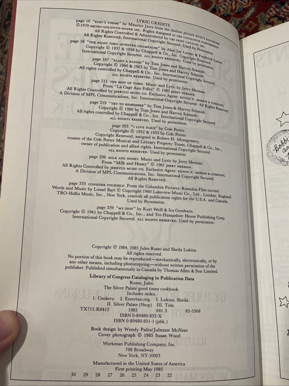 The Silver Palate Good Times Cookbook Recipes First Printing Signed by Author PB