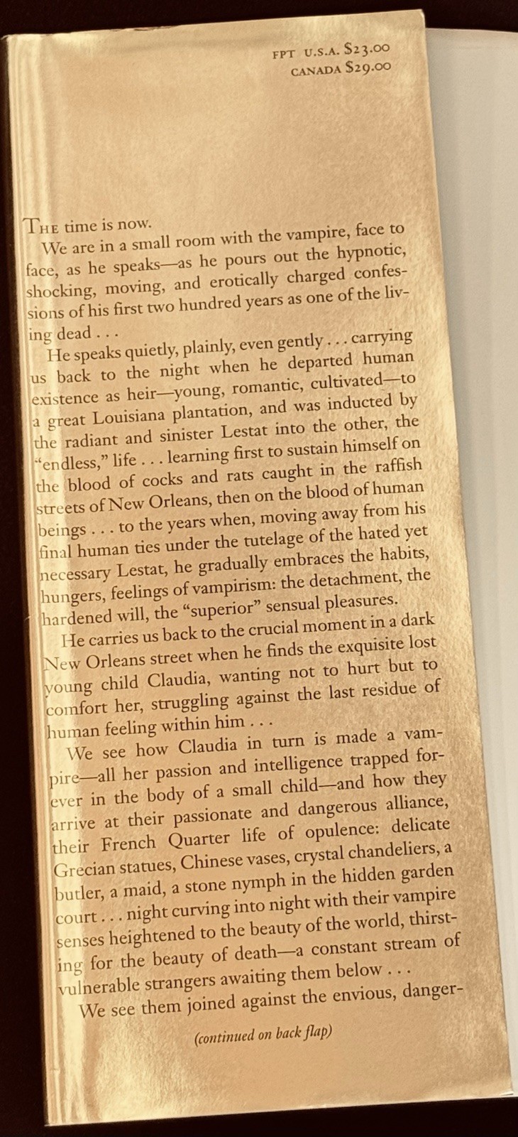 INTERVIEW WITH THE VAMPIRE Anne Rice 1993 1st edition 6th printing HC/DJ VG