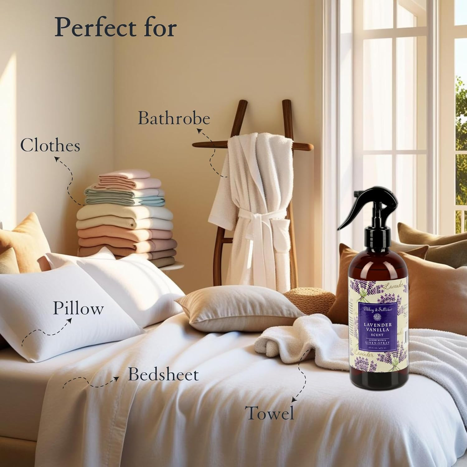 Odor Eliminating and Refreshing Linen and Room Spray, Lavender Vanilla, 16 Oz.