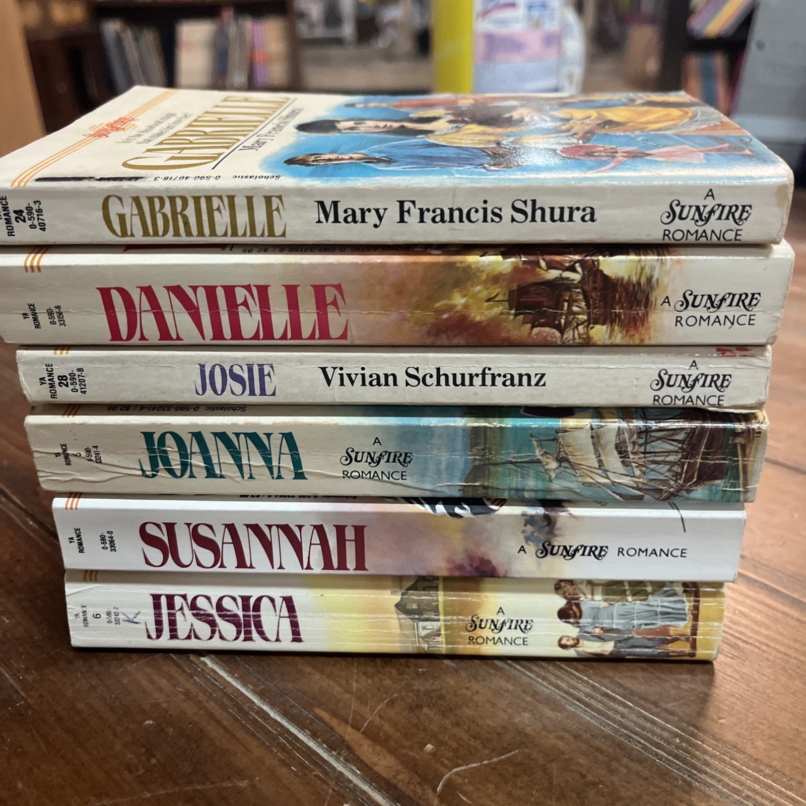 Lot of 6 1980’s Sunfire Romance Novels Merrie Emily Nora Josie Heather Margaret