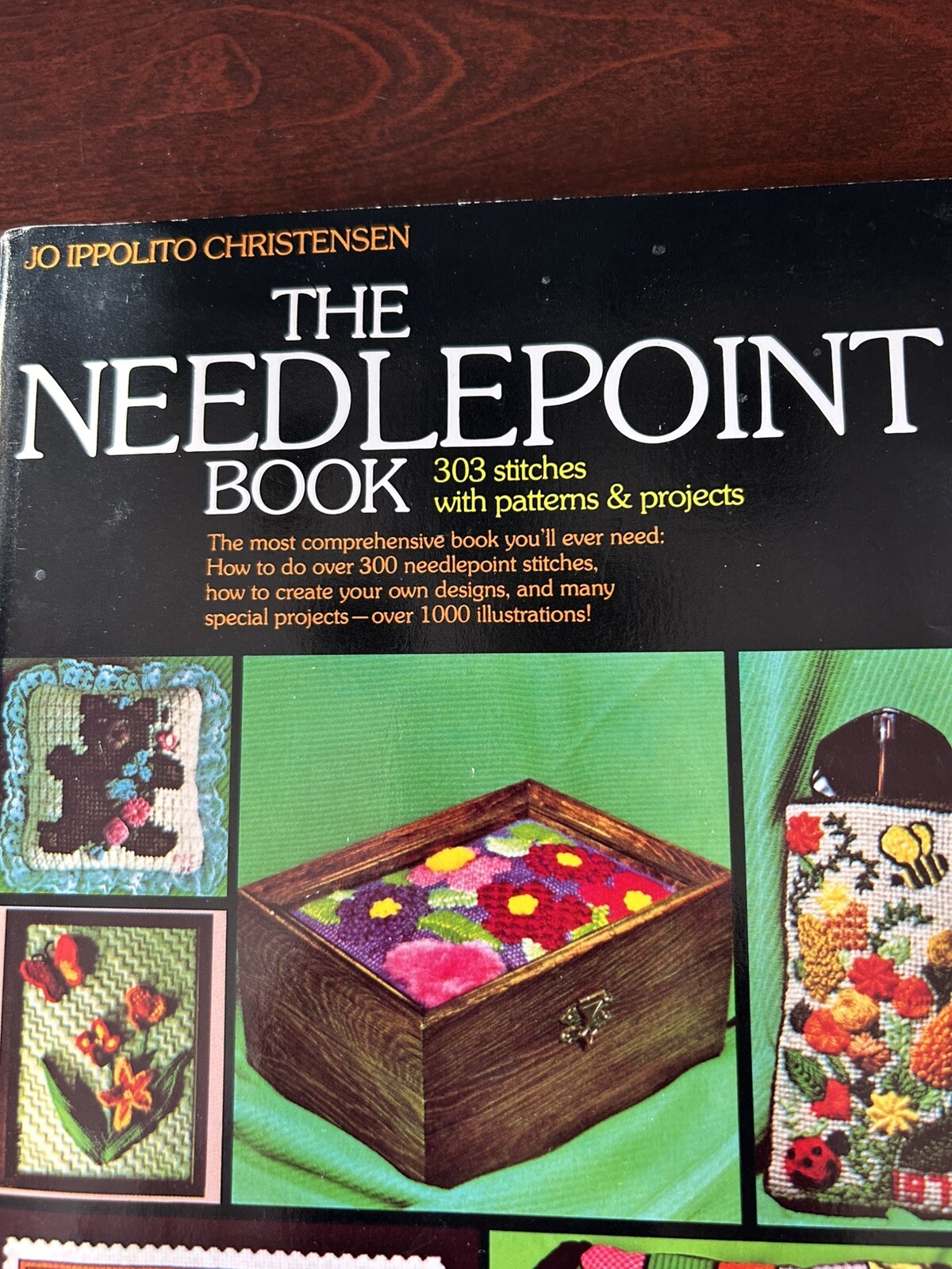 Needlepoint Book:303 Stitches W/Patterns & Projects:Jo I.Christensen 1986,Vtg PB