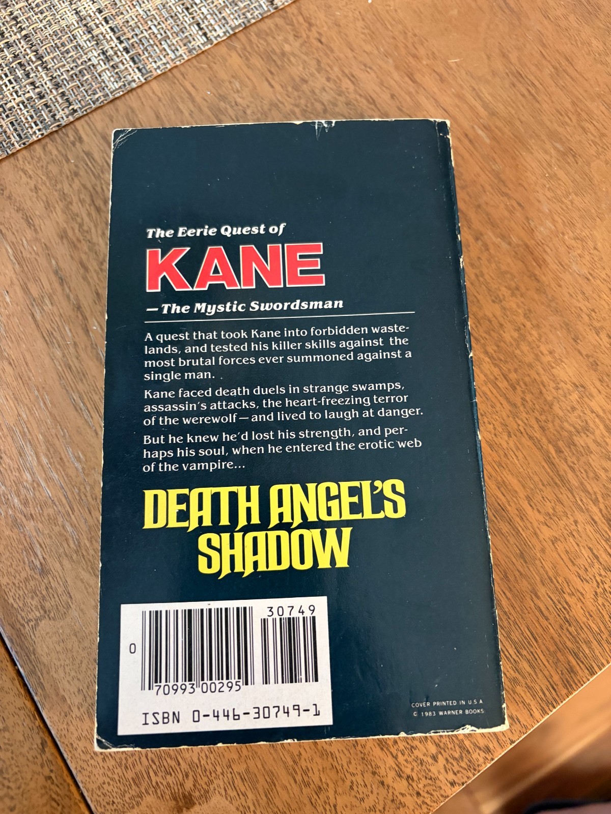 DEATH ANGEL’S SHADOW By Karl Edward Wagner 1983 KANE Warner Books