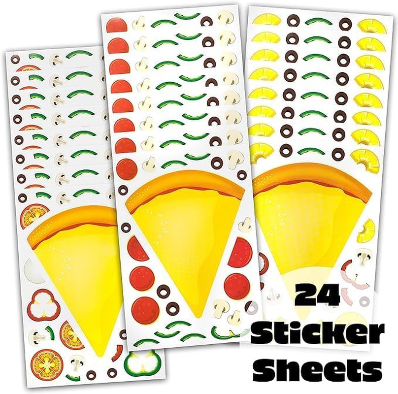 24 Pizza Stickers for Kids (Large 8.5 X 11 Inches) – Ages 3+