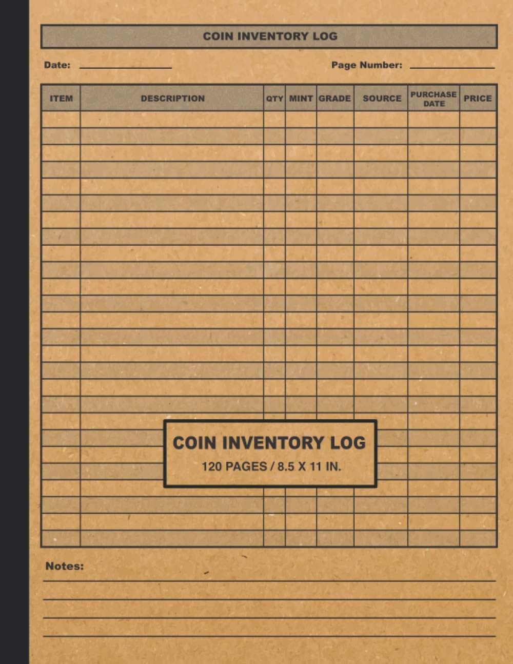 Coin Inventory Log 120 Pages – Collectors Coin Logbook to Record and keep Tra…