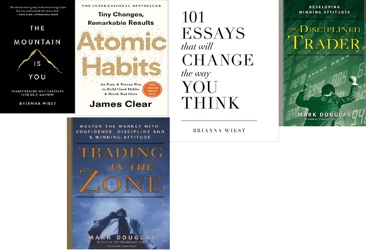 Set of 5 books Disciplined Trader, MOUNTAIN IS u, Trading in the zone, Atomic H