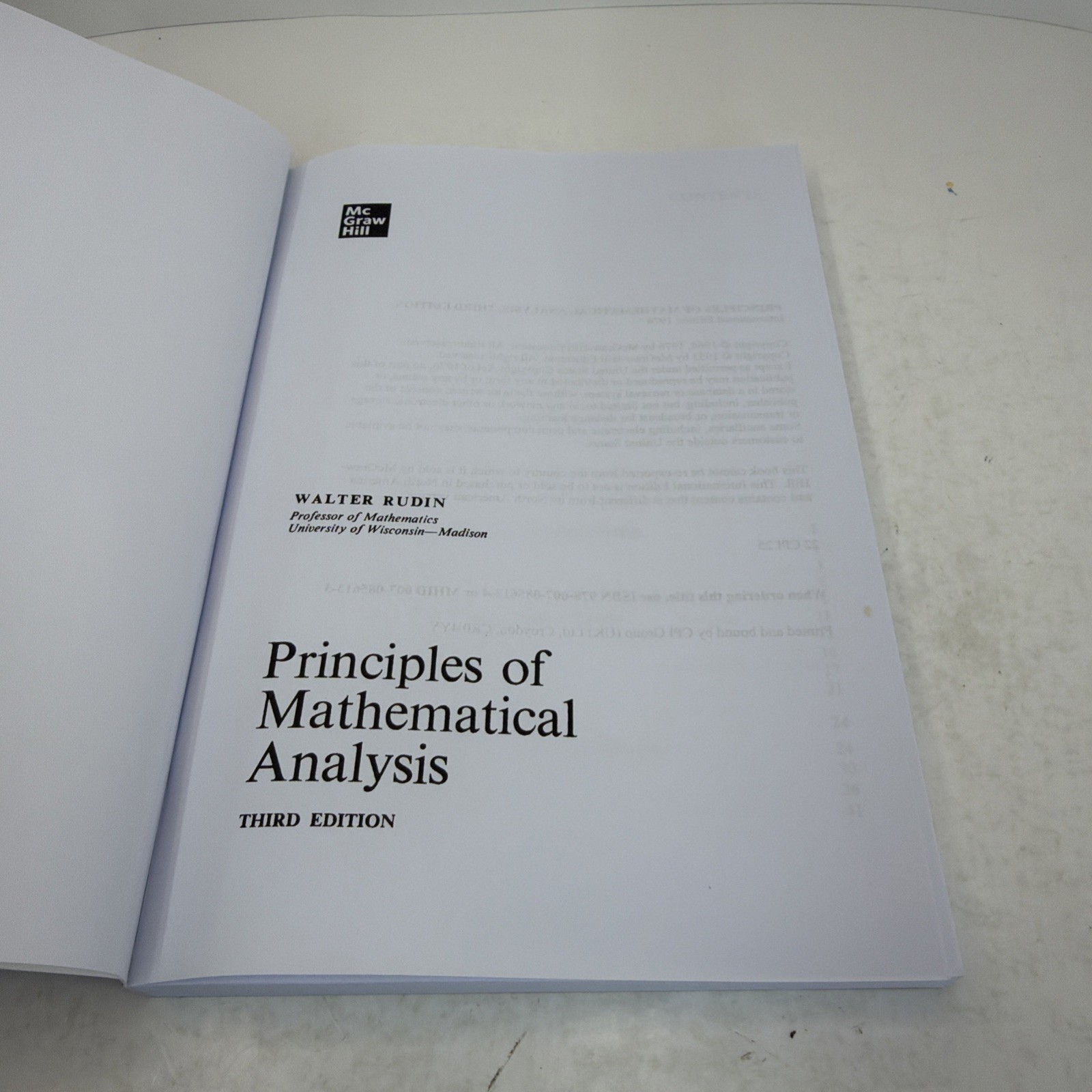 Principles of Mathematical Analysis Third Edition International Edition 1976 PB