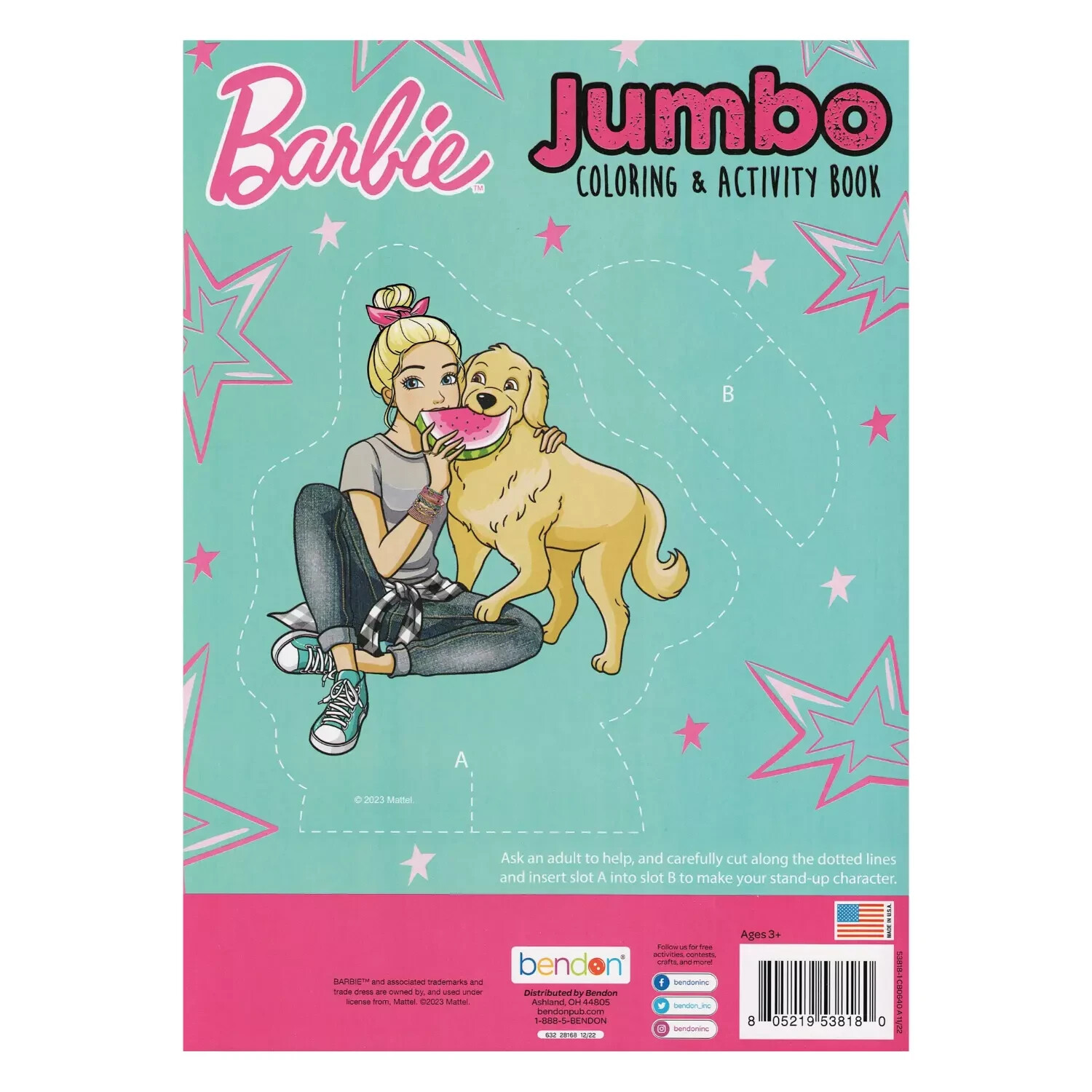 Barbie Coloring and Activity Book – 64 Pages with Bonus 3D Character Cutout!