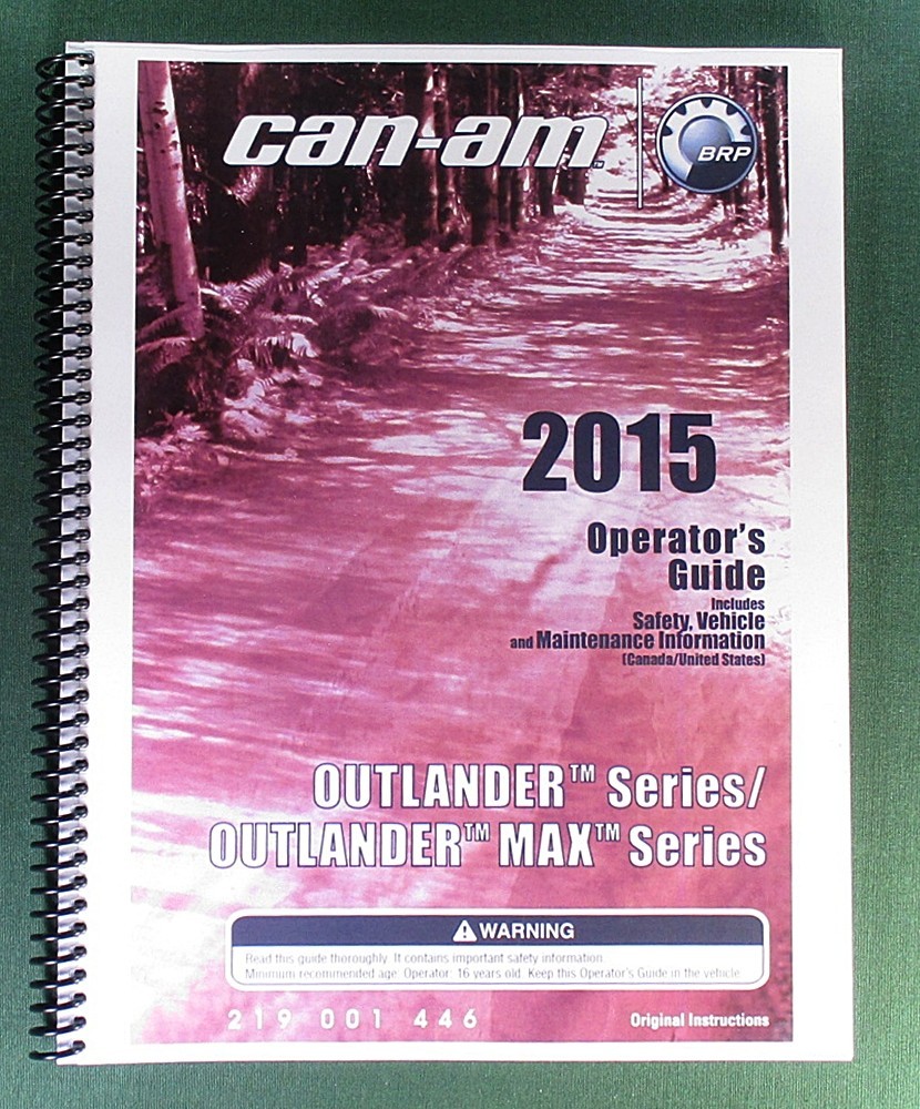 2015 Can-Am Outlander 1000 Owner’s Manual: 180 pages & protective Covers!