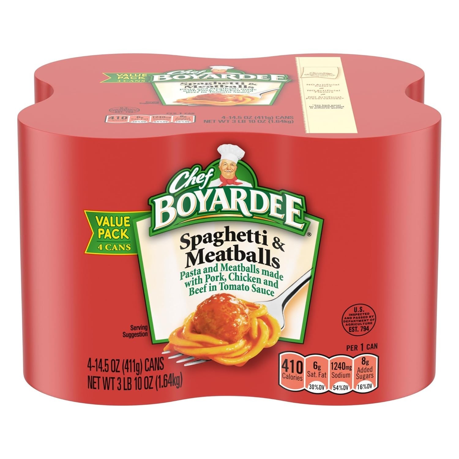 Delicious Spaghetti & Meatballs – 14.5 Oz Cans, Pack of 4 for Quick Meals
