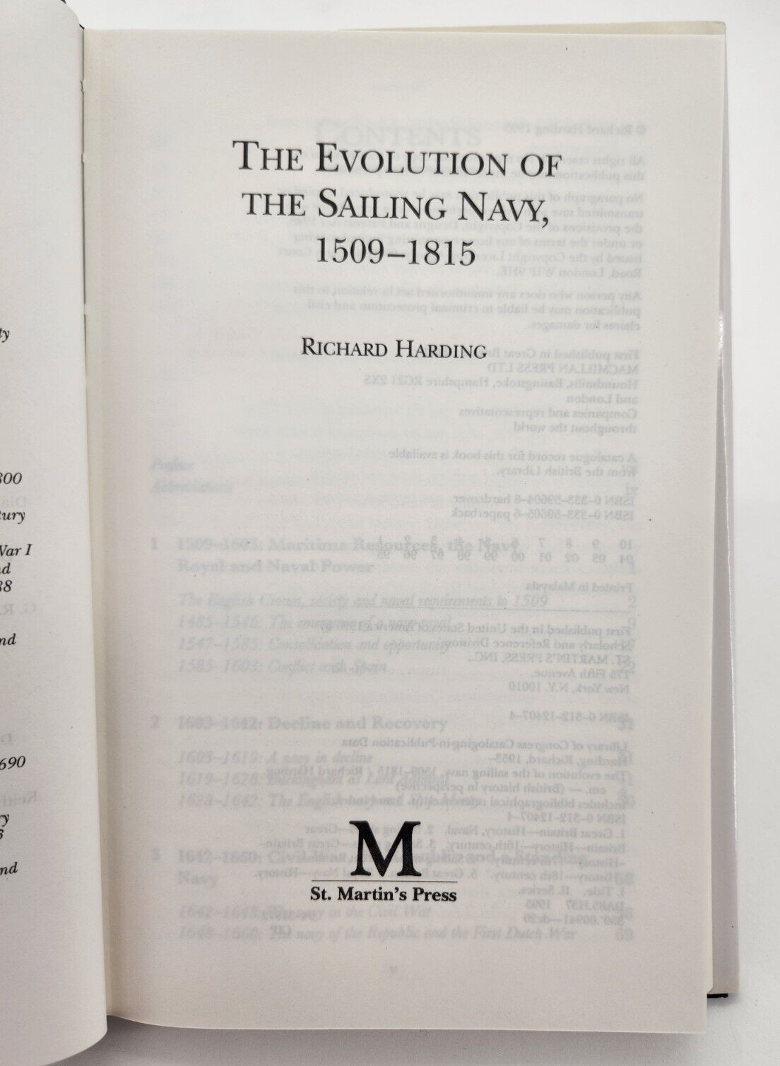 The Evolution of the Sailing Navy, 1509-1815 by Richard Harding 1995 Hardcover