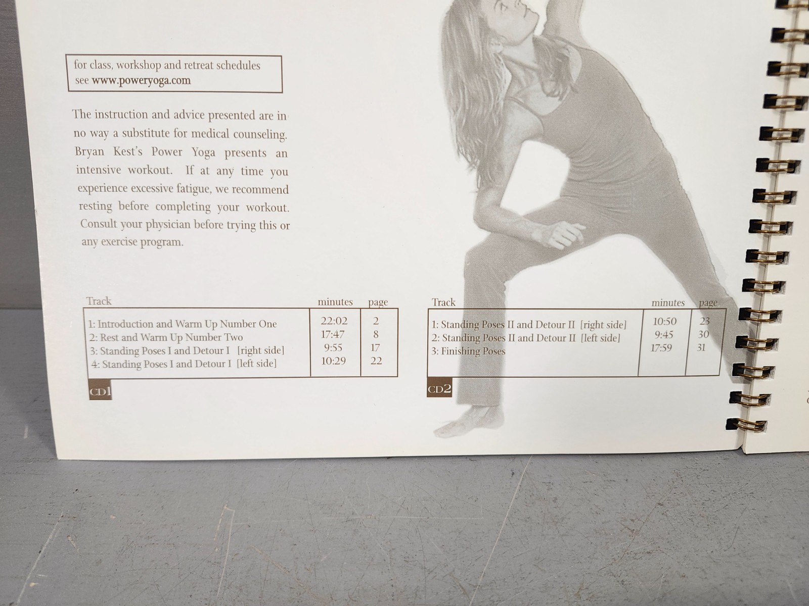 Bryan Kest’s Power Yoga 90 minute Workout Spiral Training Booklet w/ 2 Audio CD
