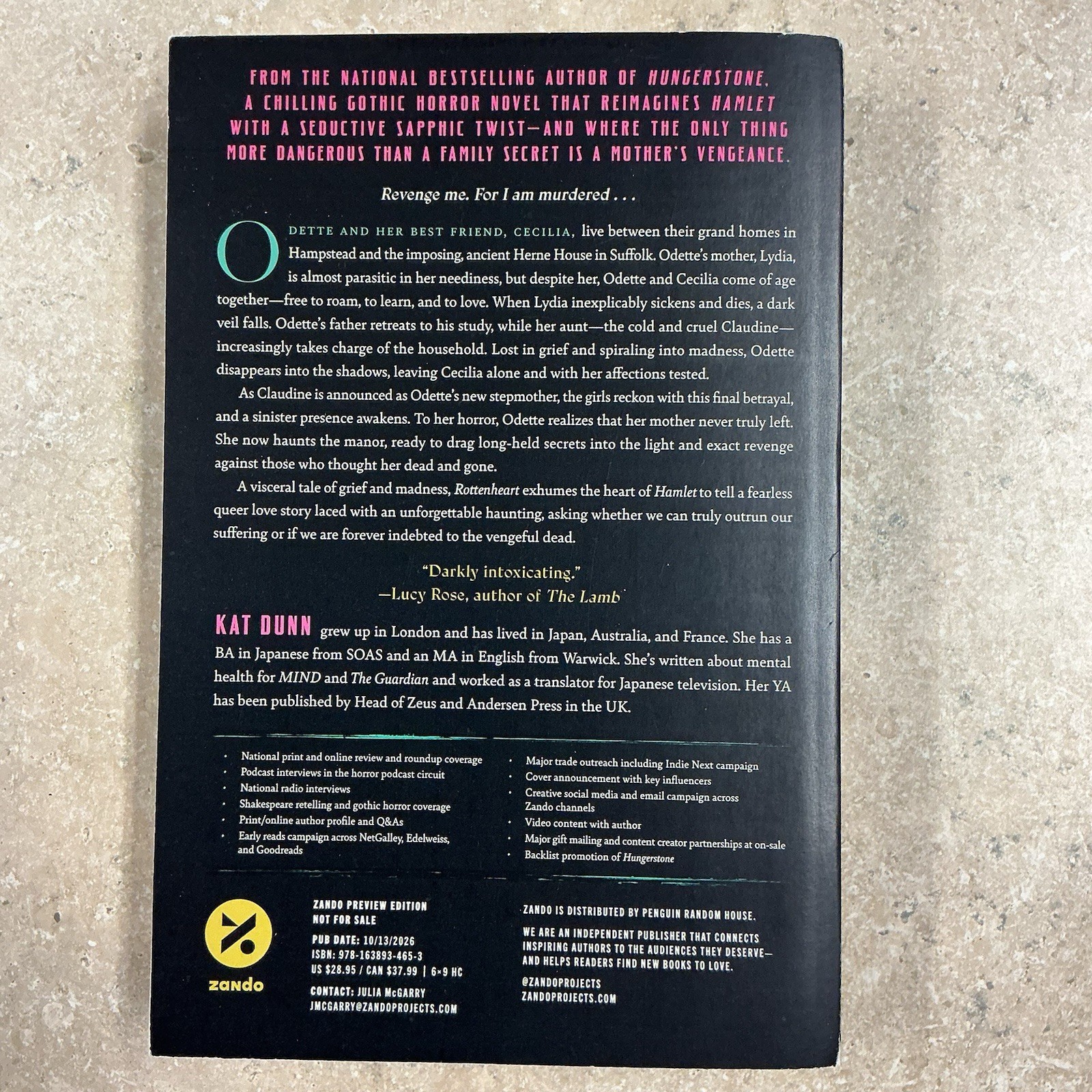 Rotten Heart By Kat Dunn ( ARC 10/26) new uncorrected proof ,Darkly Intoxicating