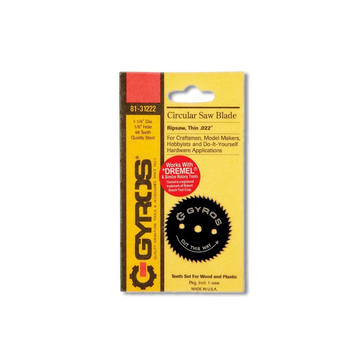 Gyros Tools 1-1/4 in X 1/8 in Ripsaw Steel Circular Saw Blade 81-31222