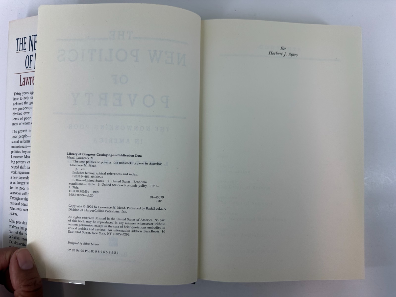 The New Politics Of Poverty Mead 1992 Hardcover GC Social Policy Book