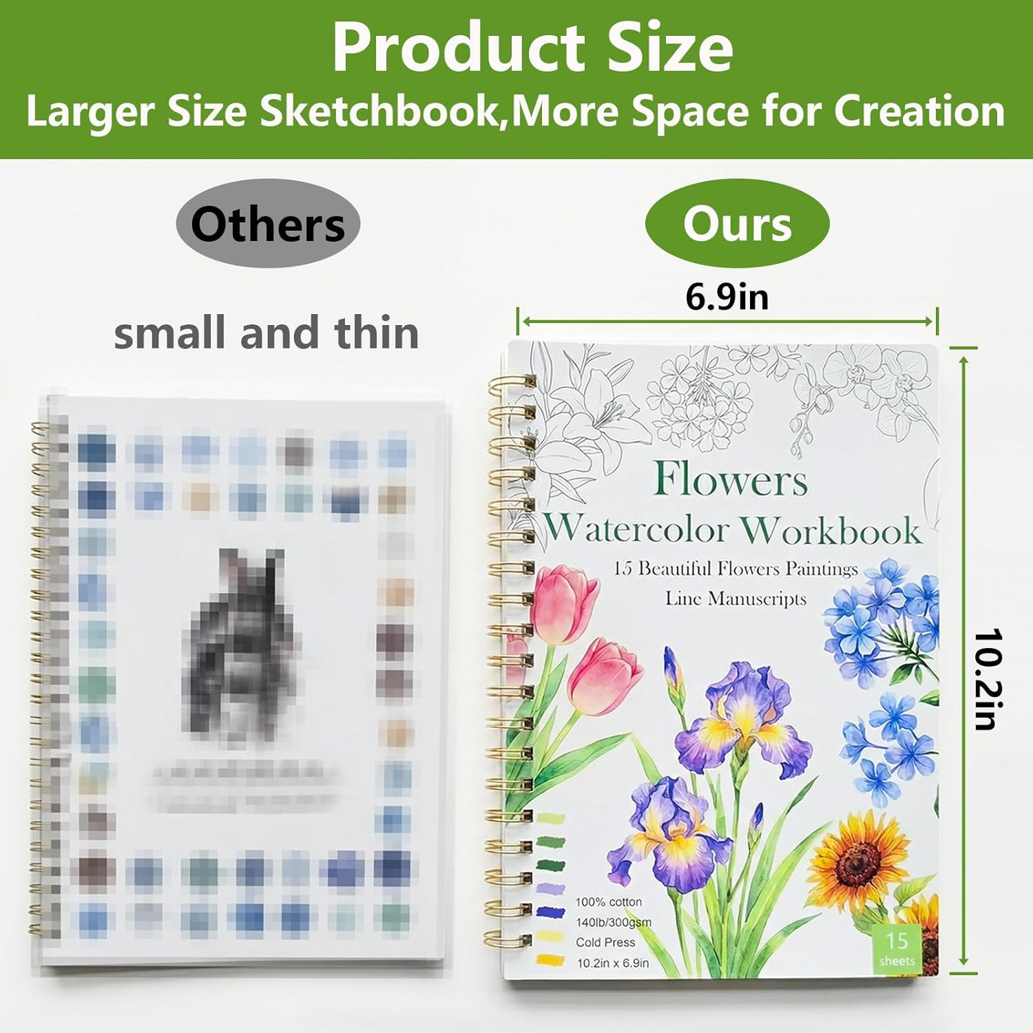 Watercolor Workbook, Water Coloring Book for Adult &Teens Beginners,15 Beautiful
