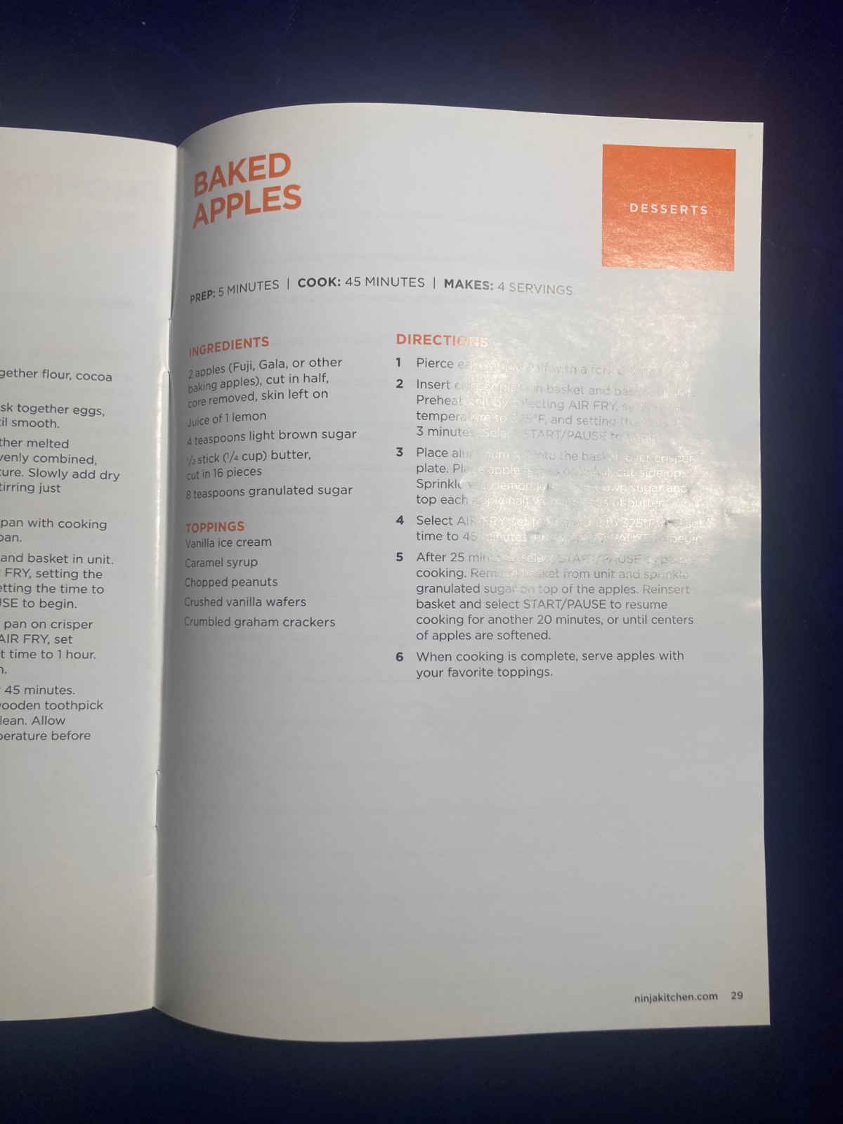 NINJA AIR FRYER QUICK START GUIDE RECIPES COOKBOOK 30 PAGES