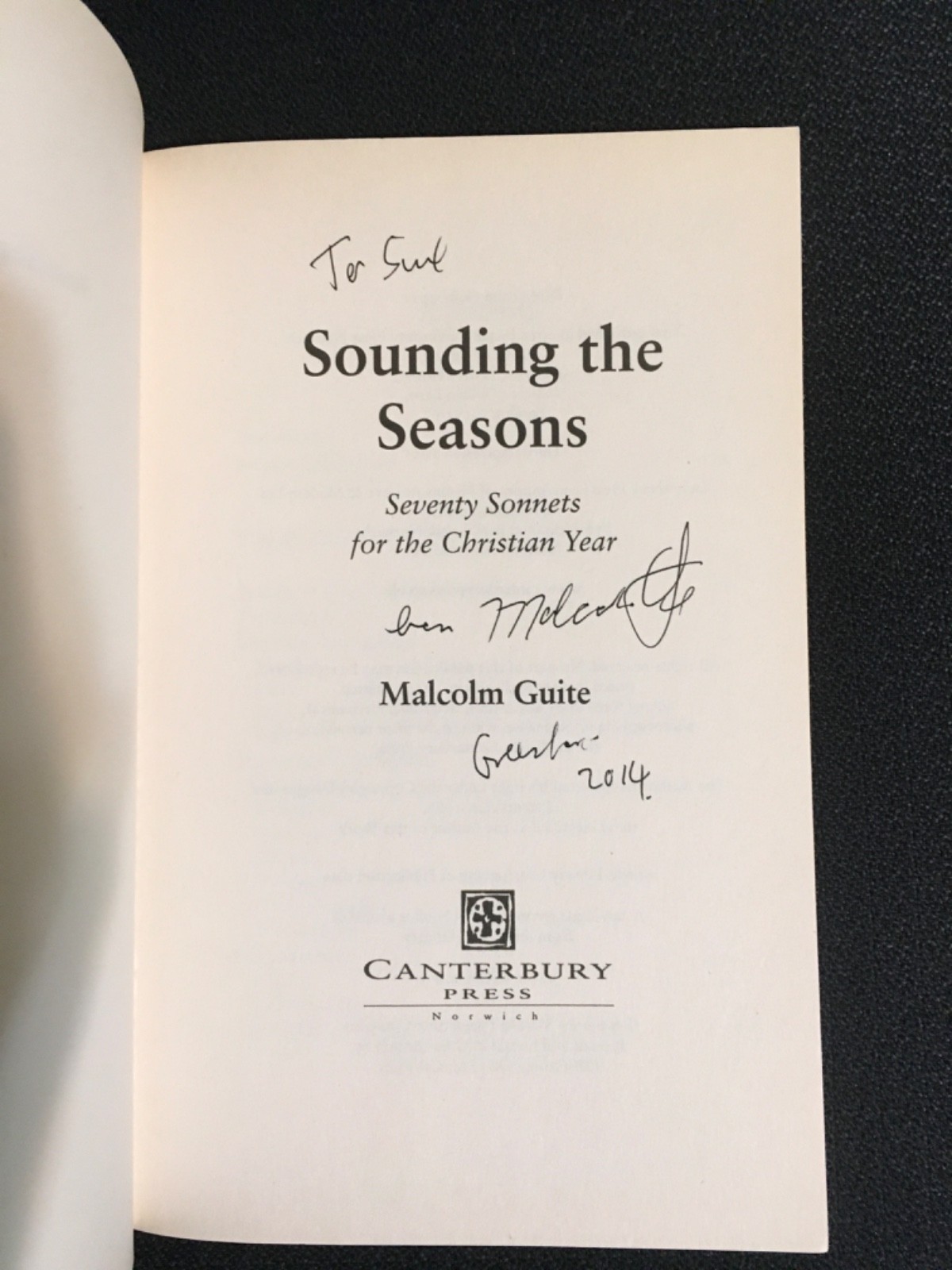SOUNDING THE SEASONS 70 Sonnets for the Christian Year SIGNED by Malcolm Guite